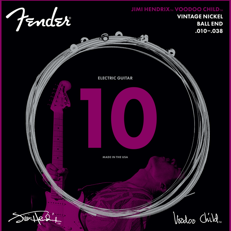 Fender 10-38 Hendrix Voodoo Child Pure Nickel Ball End Strings