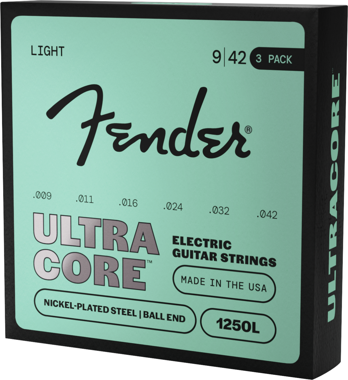 Fender 1250L UltraCore Nickel 9-42 Electric Guitar Strings, Ball End, 3-Pack