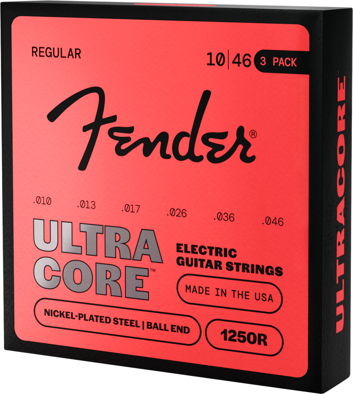 Fender 1250R UltraCore Nickel 10-46 Electric Guitar Strings, Ball End, 3-Pack
