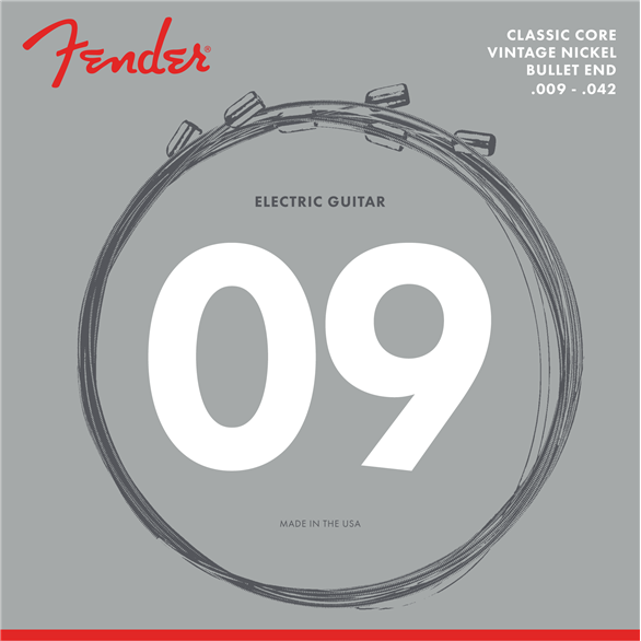 Fender 3155L Classic Round Core Bullets 9-42 Pure Nickel Electric Guitar Strings