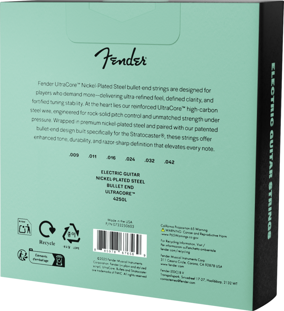 Fender 4250L UltraCore Bullets Nickel 9-42 Electric Guitar Strings, 3-Pack