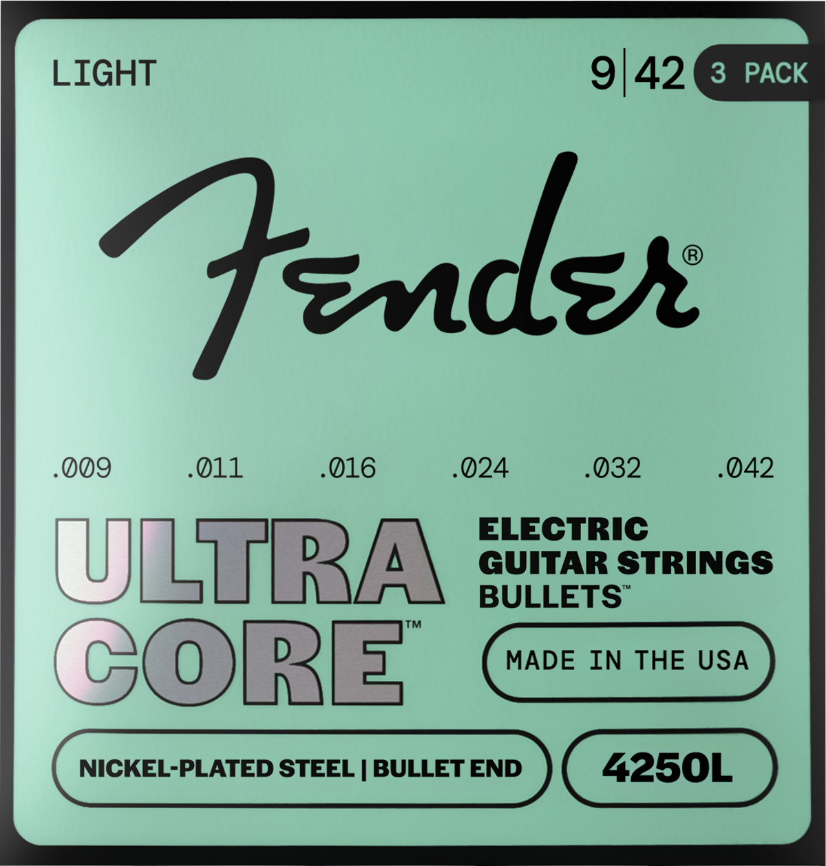 Fender 4250L UltraCore Bullets Nickel 9-42 Electric Guitar Strings, 3-Pack