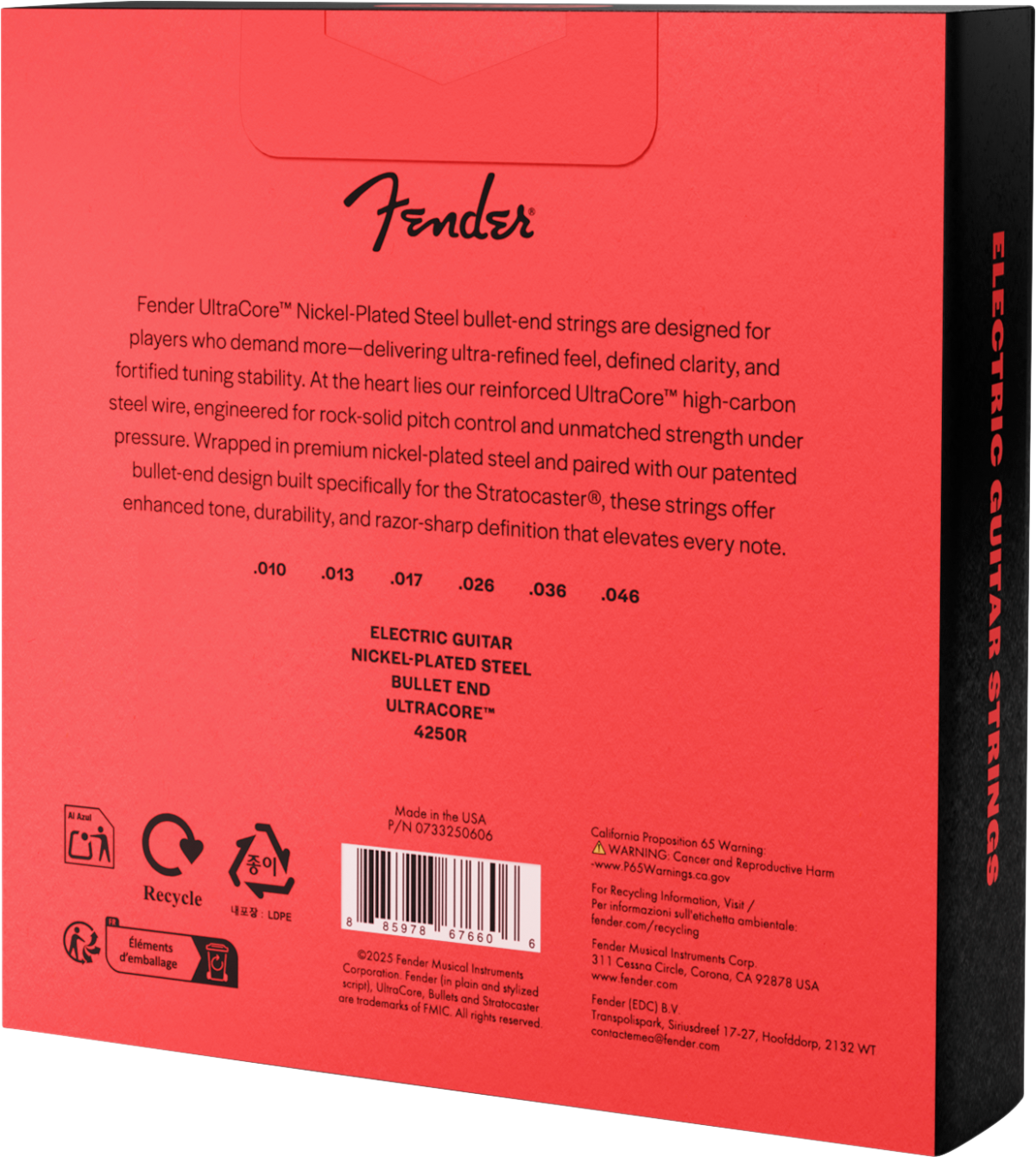 Fender 4250R UltraCore Bullets Nickel 10-46 Electric Guitar Strings, 3-Pack