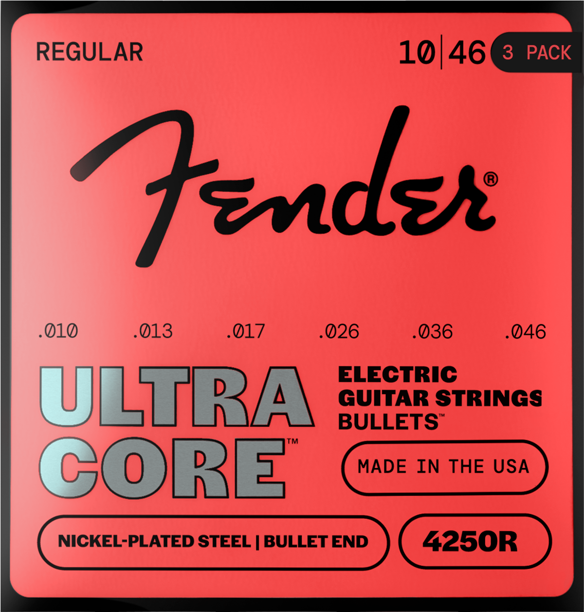 Fender 4250R UltraCore Bullets Nickel 10-46 Electric Guitar Strings, 3-Pack