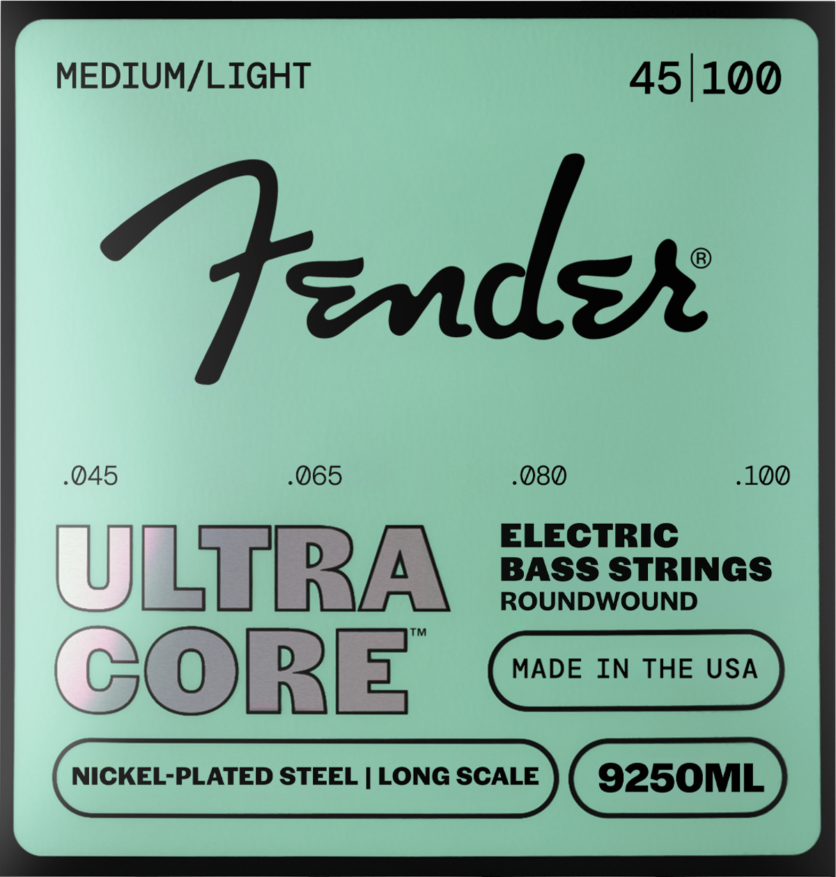 Fender 9250ML UltraCore Nickel Round Wound 45-100 Bass Guitar Strings, Long Scale