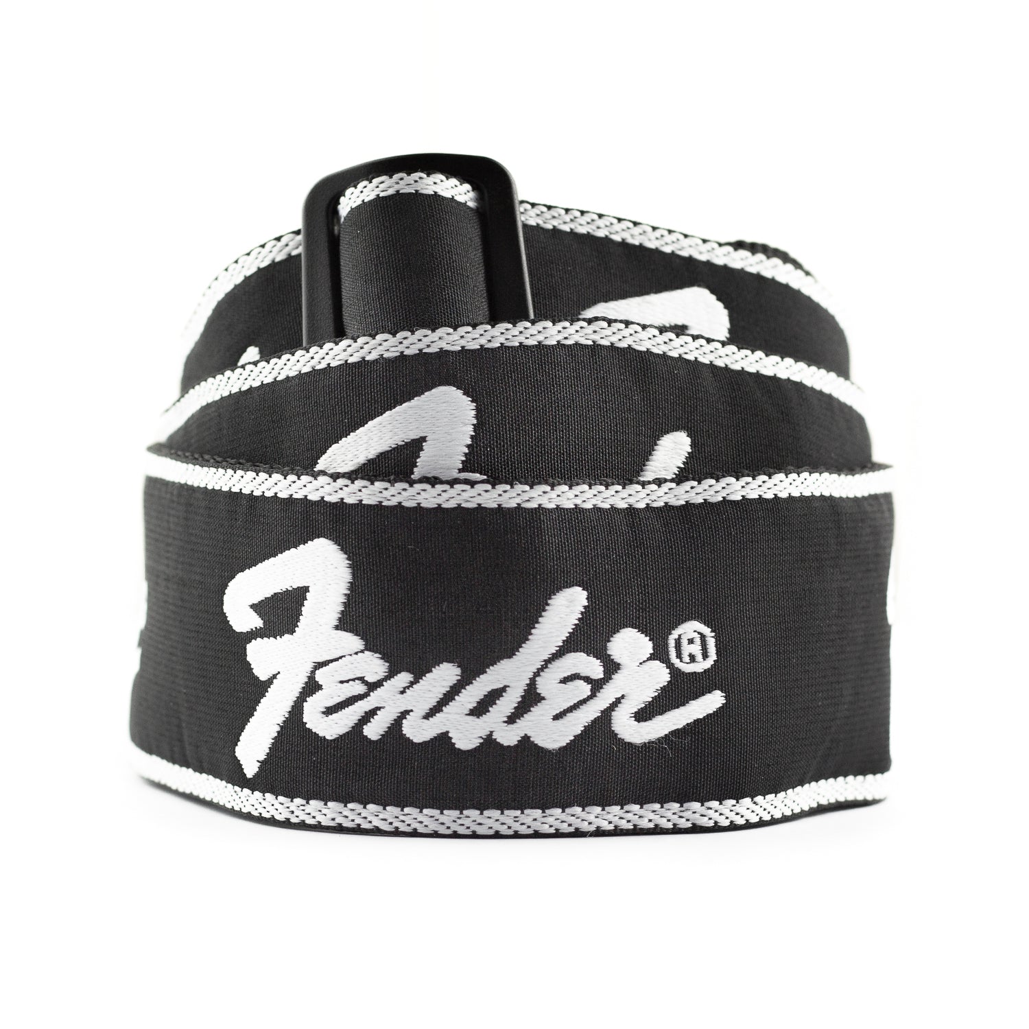 Fender Woven Running Logo Guitar Strap, Black & White