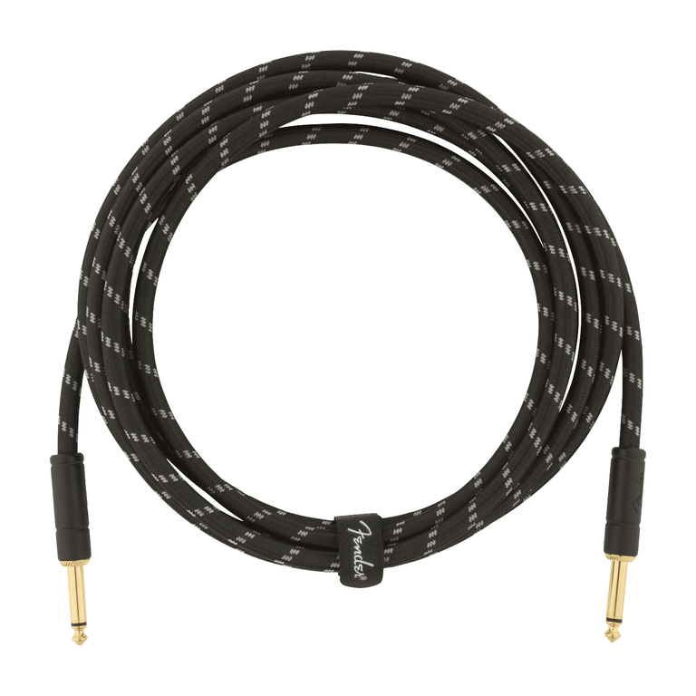 Fender Deluxe Series Black Tweed Instrument Cable, 10' (3m), Straight-Straight