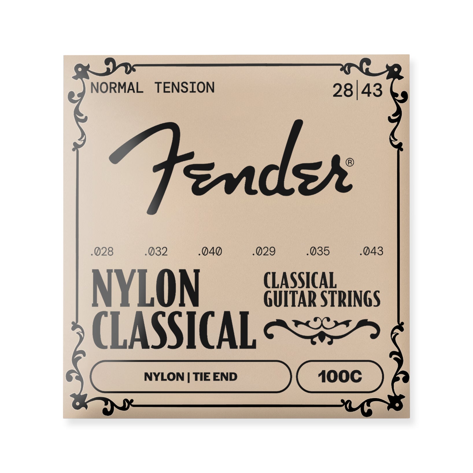 Fender 100C Nylon/Silver Classical Acoustic Guitar Strings, Normal Tension