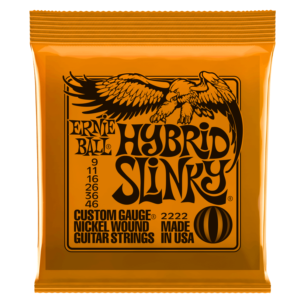 Ernie Ball 2222 Hybrid Slinky 9-46 Electric Guitar Strings, 12-Pack