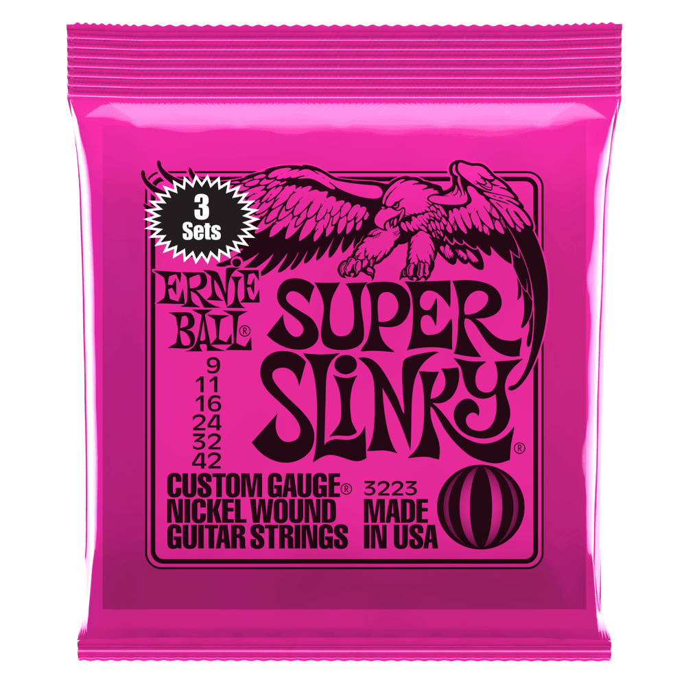 Ernie Ball 3223 Super Slinky Nickel Wound 9-42 Electric Guitar Strings, 3-Pack