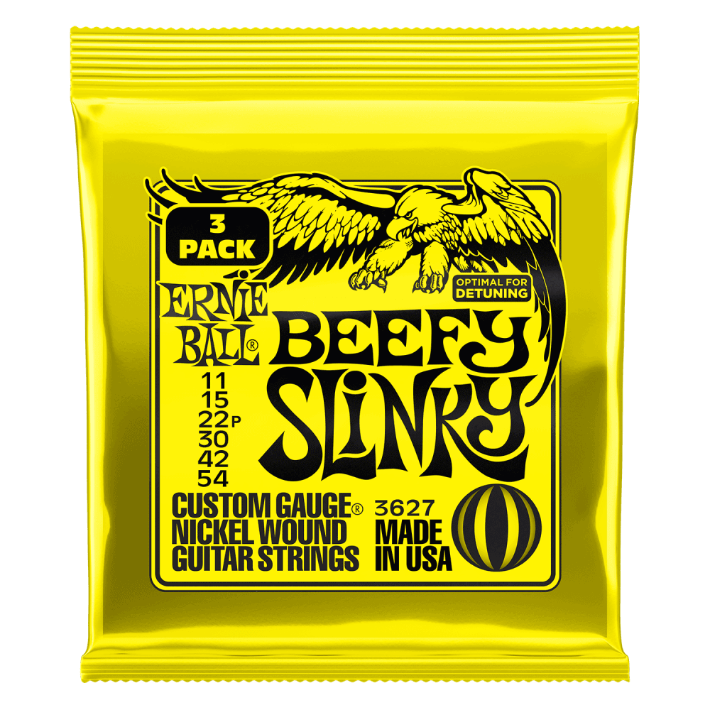 Ernie Ball 2627 Beefy Slinky 11-54 Electric Guitar Strings, 3-Pack