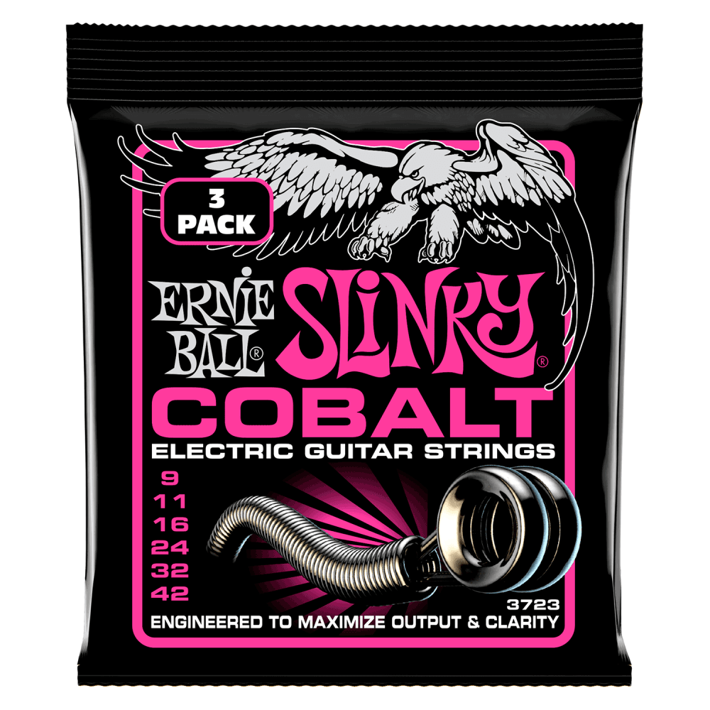 Ernie Ball Cobalt Super Slinky 9-42 Electric Guitar Strings, 3-Pack