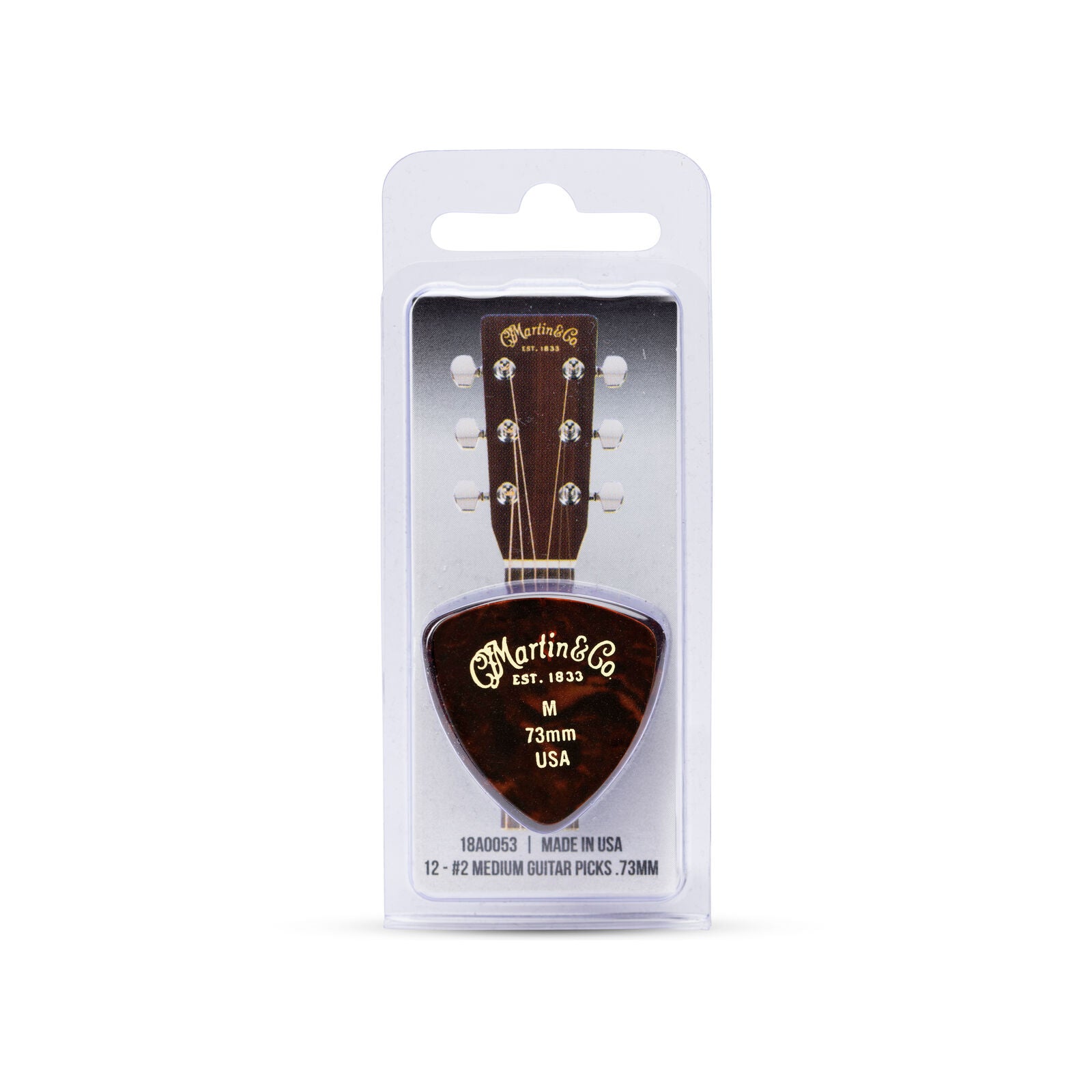 Martin Faux Tortoise Shell Triangle Guitar Plectrum 12-Pack, Medium