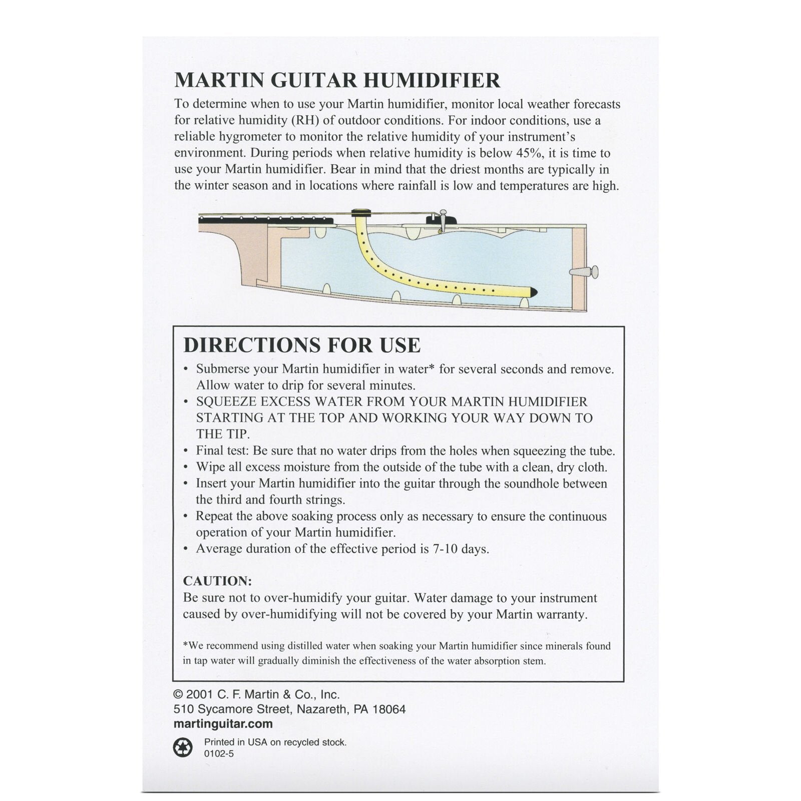 Martin 18AHG Acoustic Guitar Humidifier