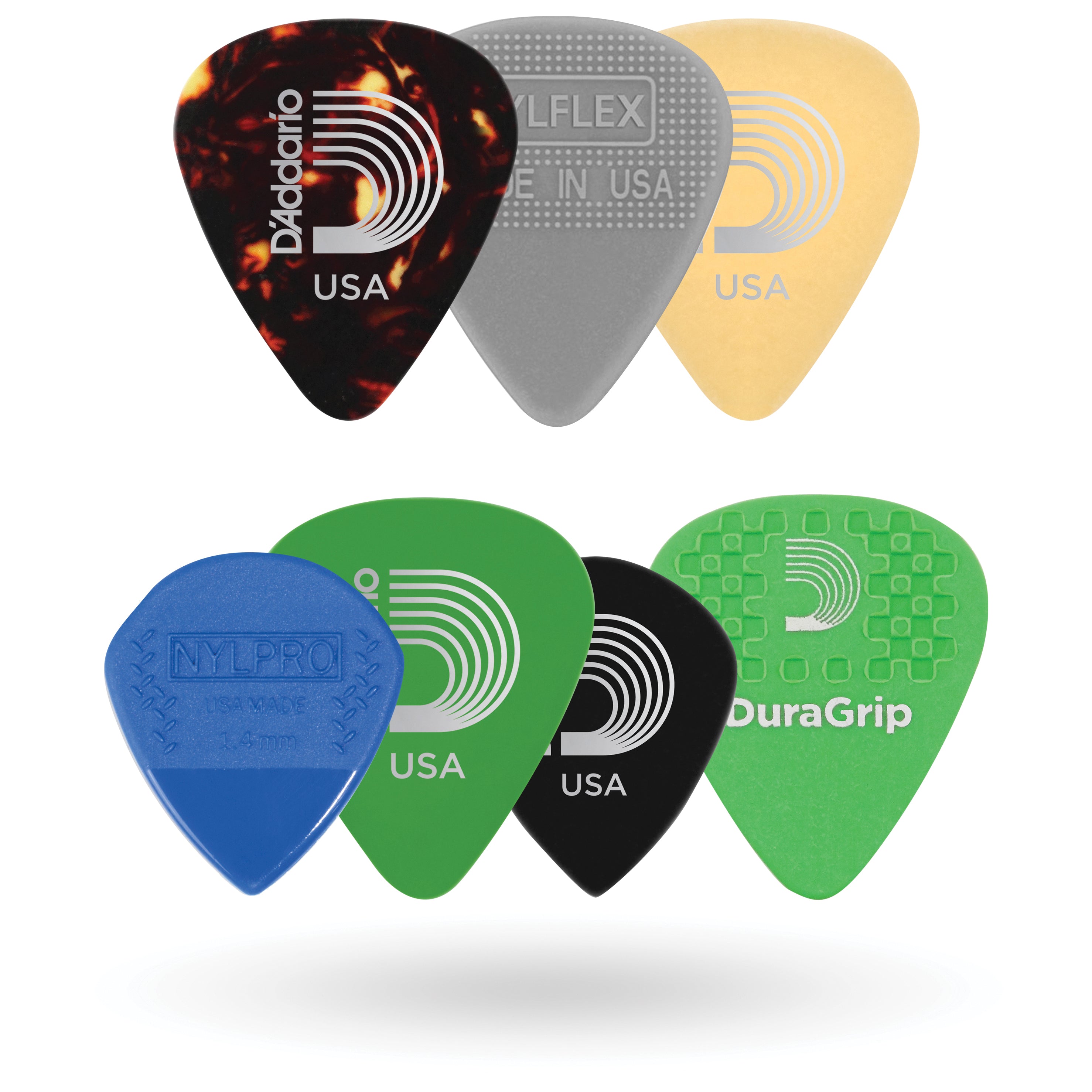 D'Addario Assorted Variety Medium Guitar Plectrums, 7-Pack
