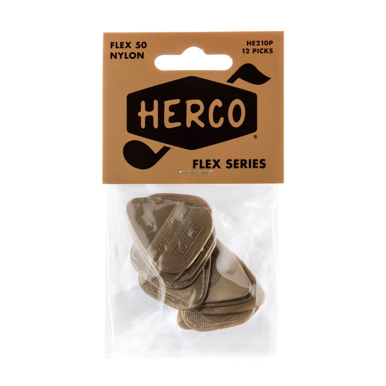 Herco Flex 50 Gold Nylon Plectrum, Light (12-Pack)