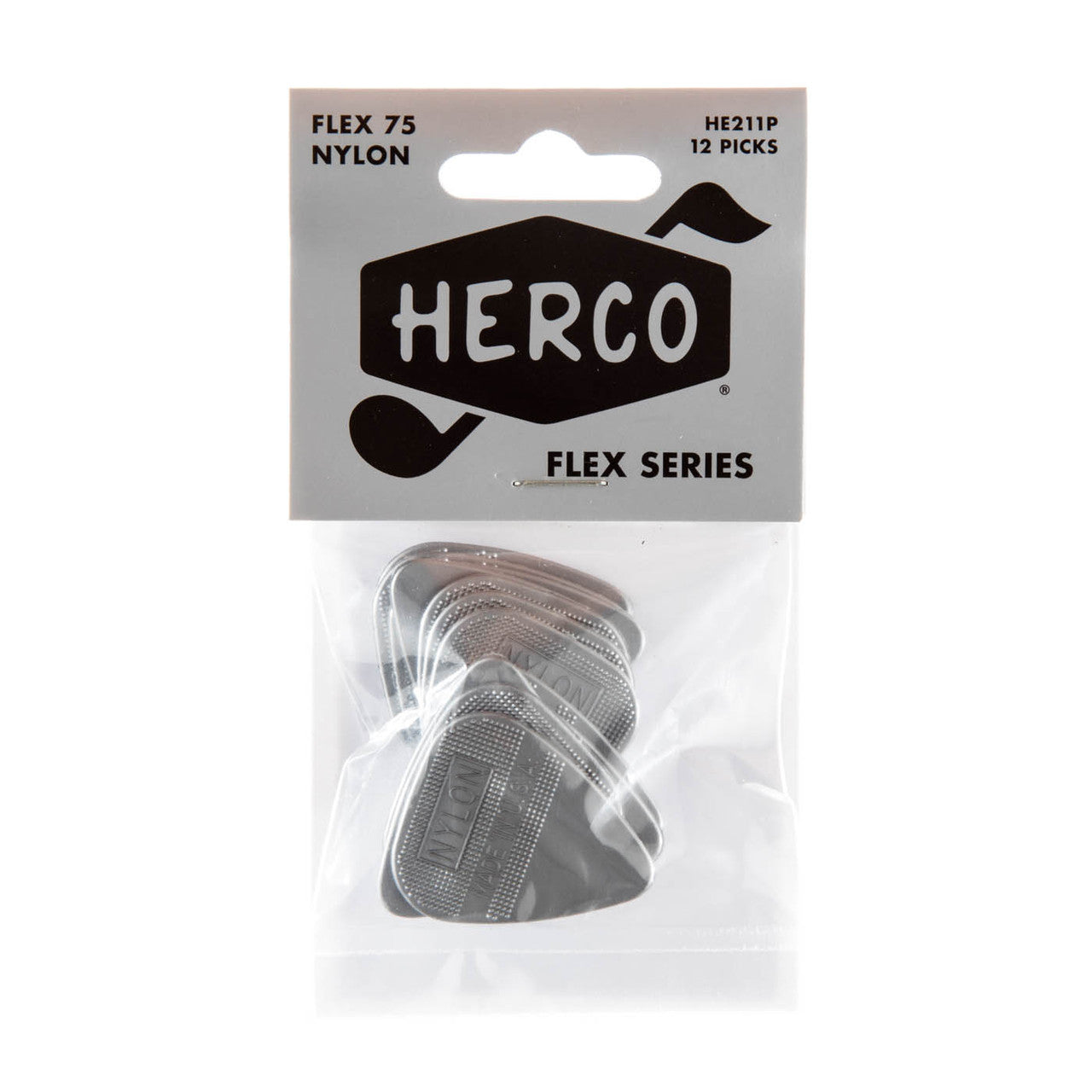 Herco Flex 75 Silver Nylon Plectrum, Heavy (12-Pack)