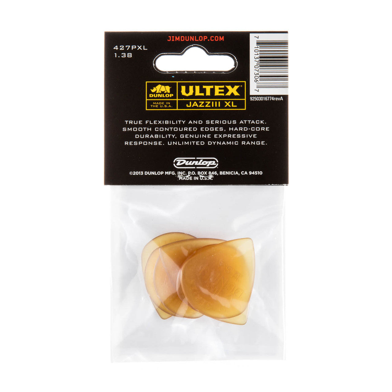 Jim Dunlop ULTEX Jazz III XL 1.38mm Guitar Picks, 6-Pack