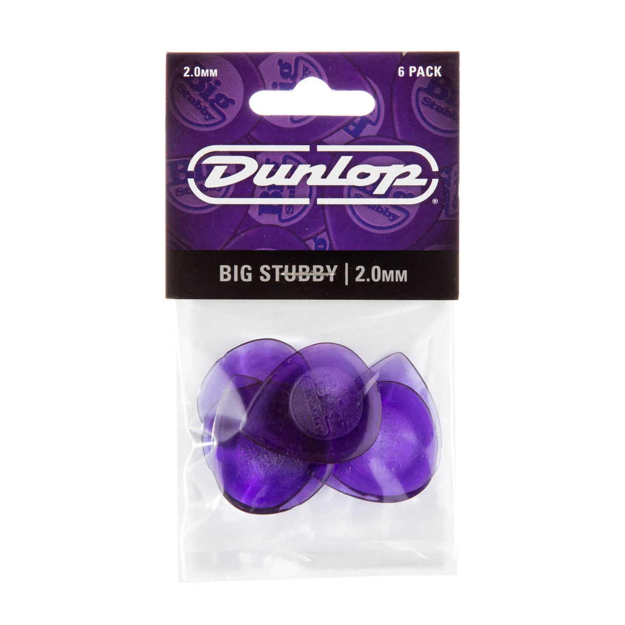 Jim Dunlop Big Stubby 2mm Guitar Plectrums, 6-Pack