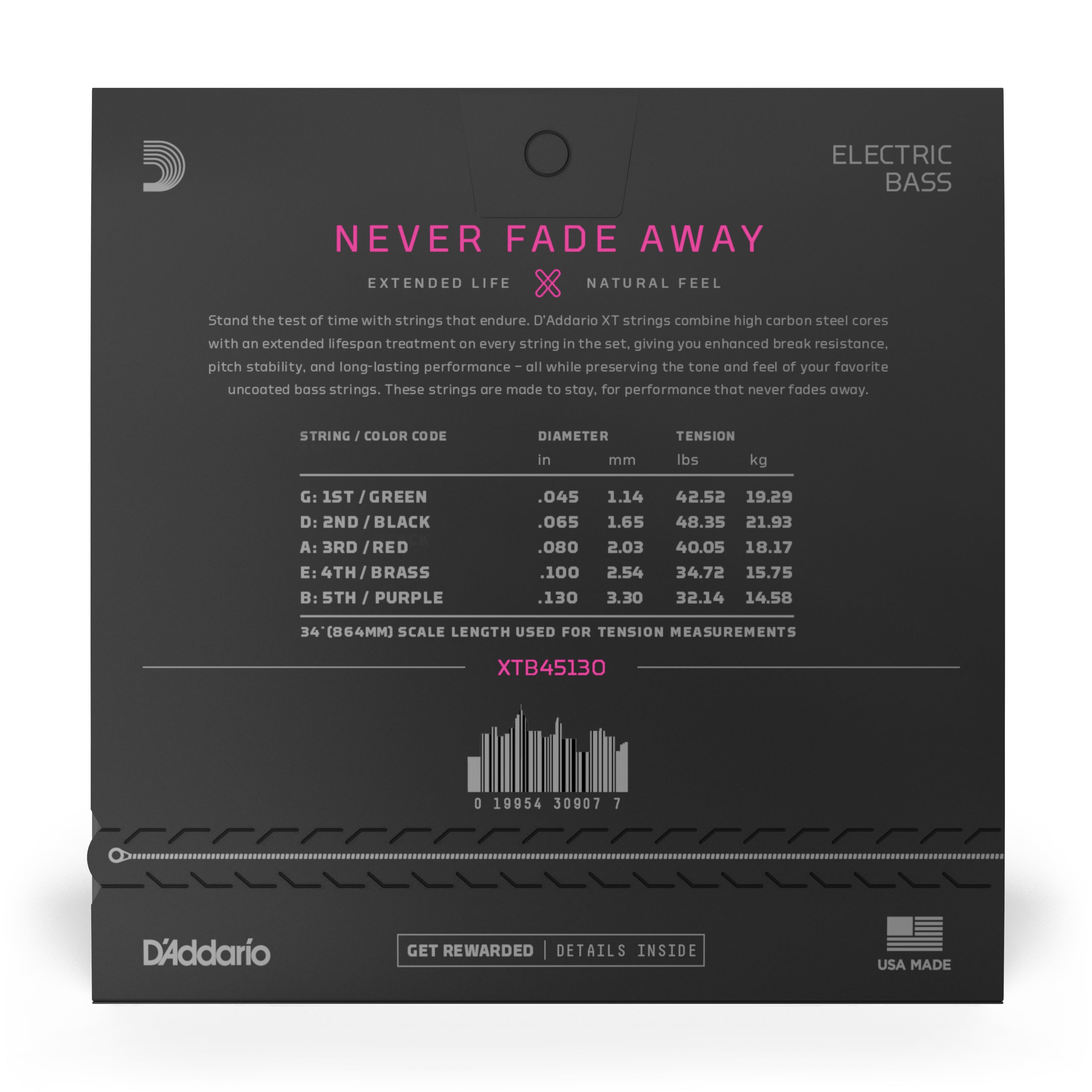 D'Addario XT Nickel Wound 5-String 45-130 Bass Guitar Strings, Long Scale