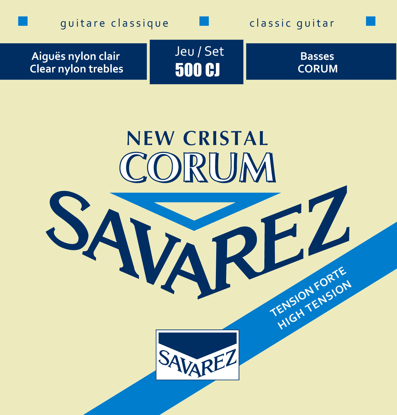 Savarez 500CJ New Cristal/Corum Classical Guitar Strings, High Tension