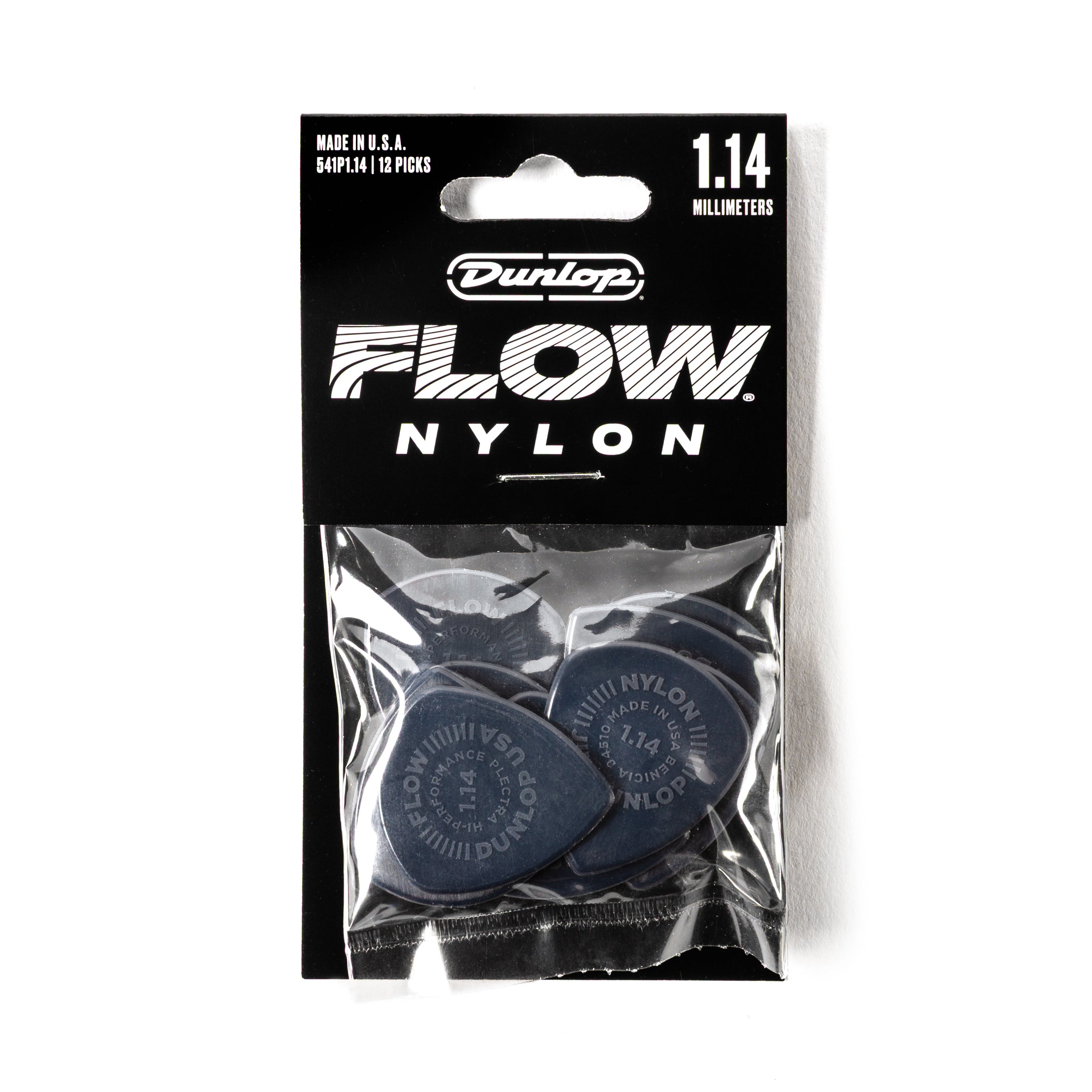 Jim Dunlop FLOW Nylon 1.14mm Guitar Plectrum, 12-Pack