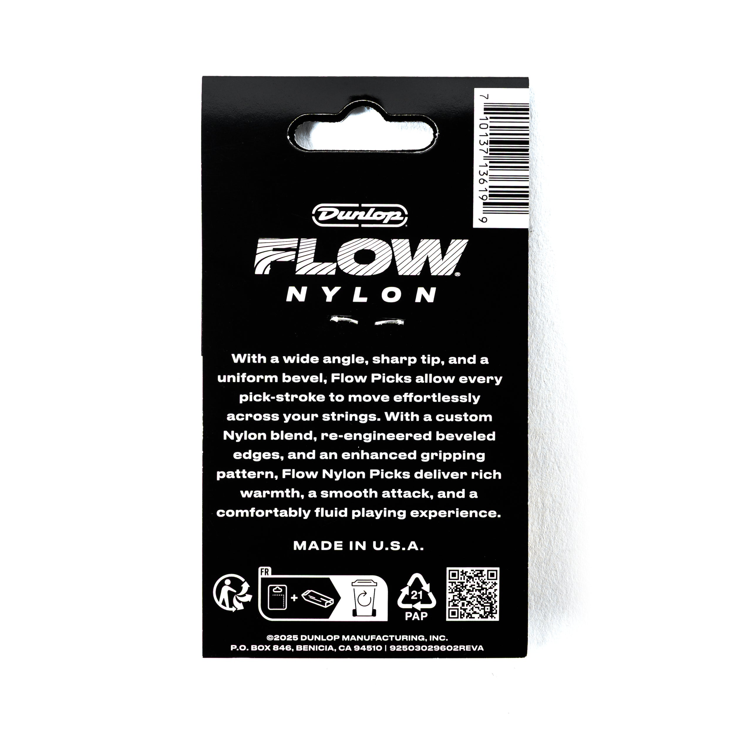 Jim Dunlop FLOW Nylon 1.25mm Guitar Plectrum, 12-Pack