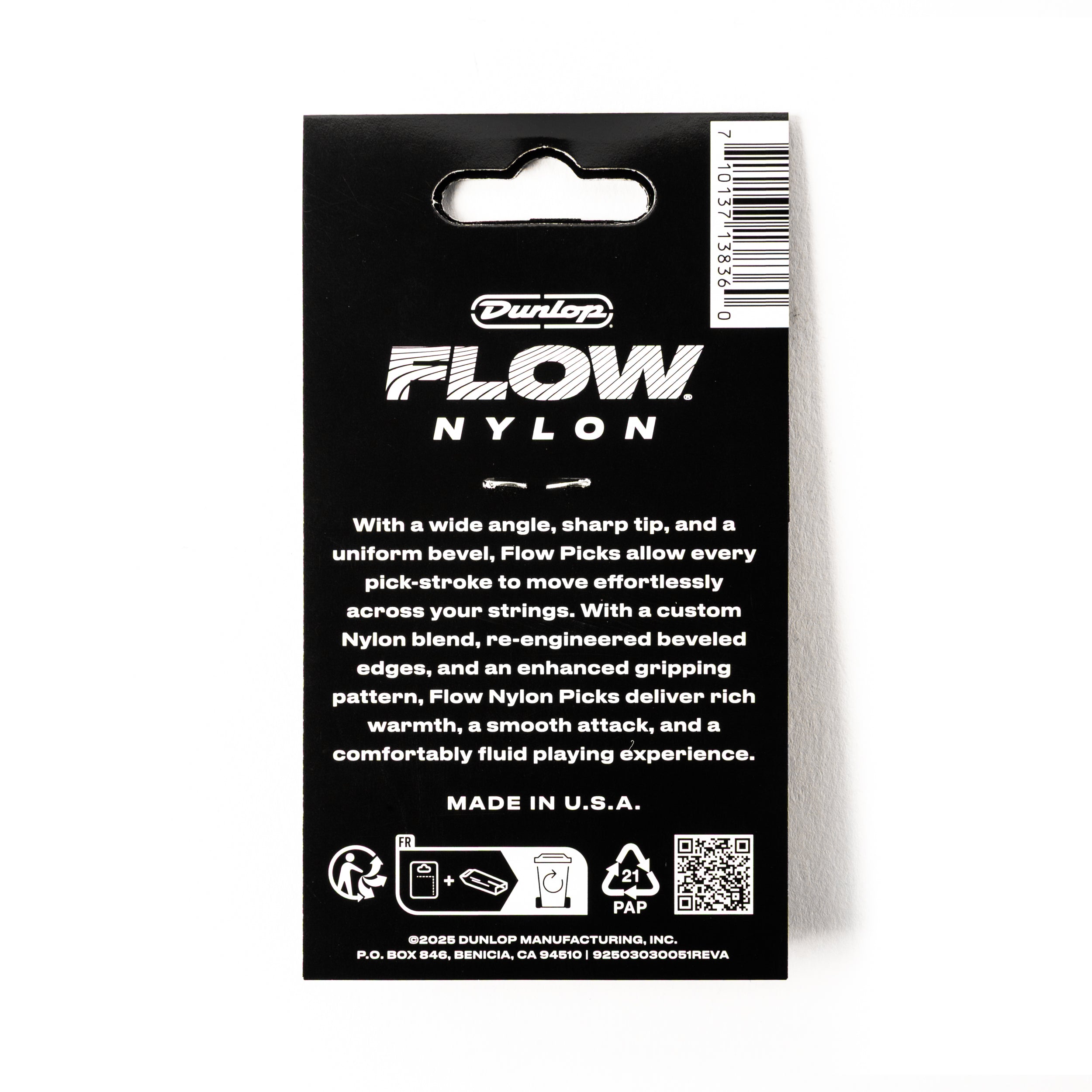 Jim Dunlop FLOW Nylon 0.60mm Guitar Plectrum, 12-Pack