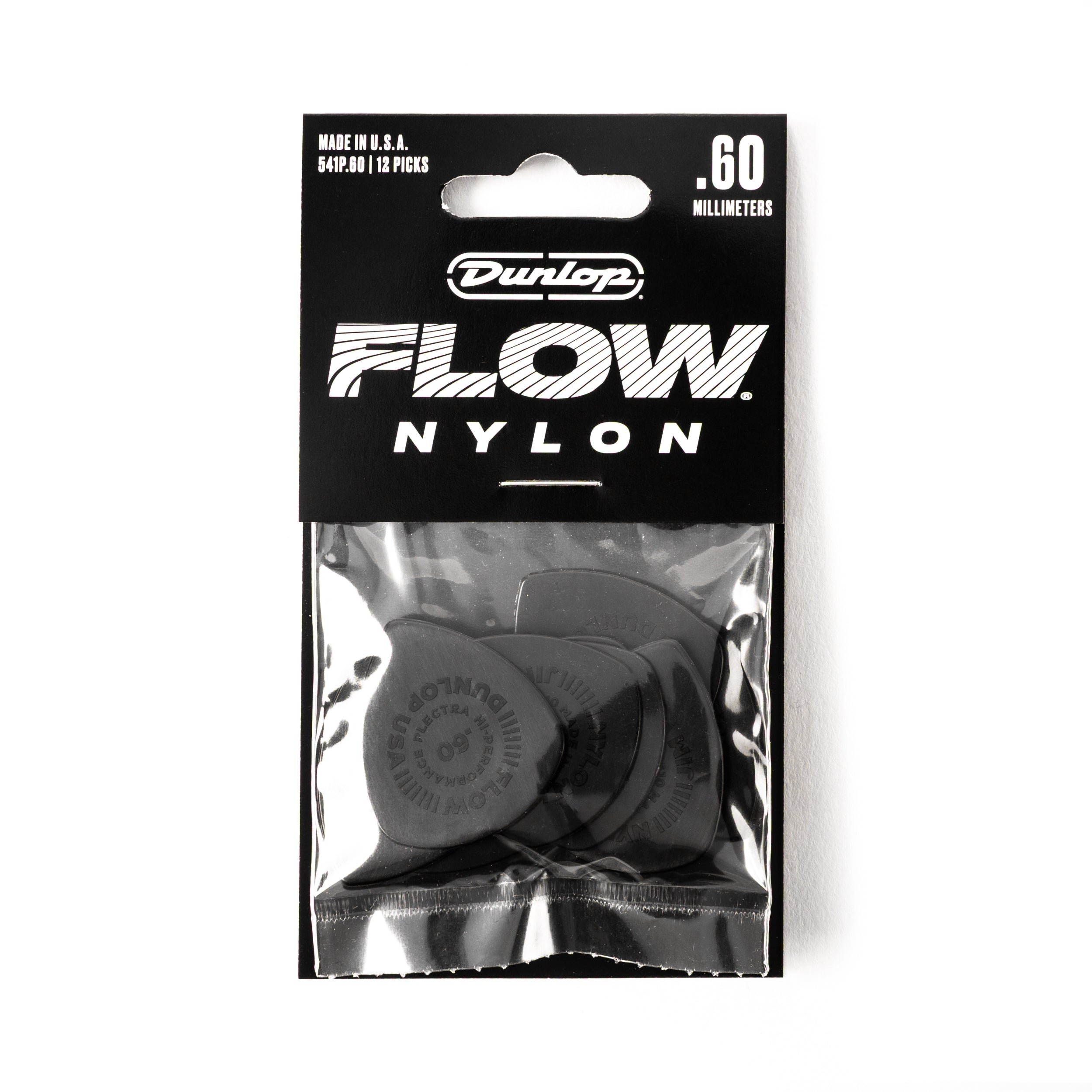 Jim Dunlop FLOW Nylon 0.60mm Guitar Plectrum, 12-Pack