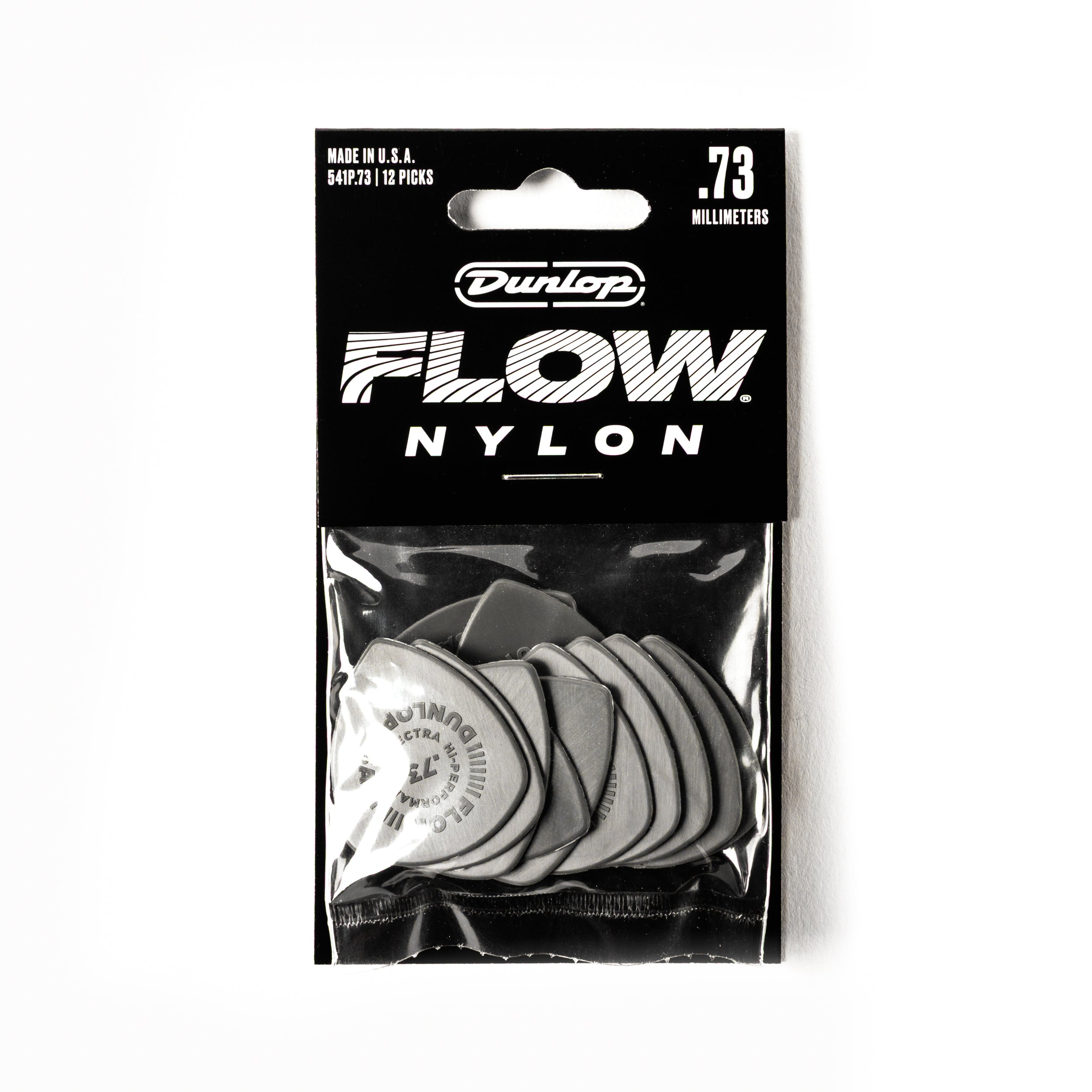Jim Dunlop FLOW Nylon 0.73mm Guitar Plectrum, 12-Pack