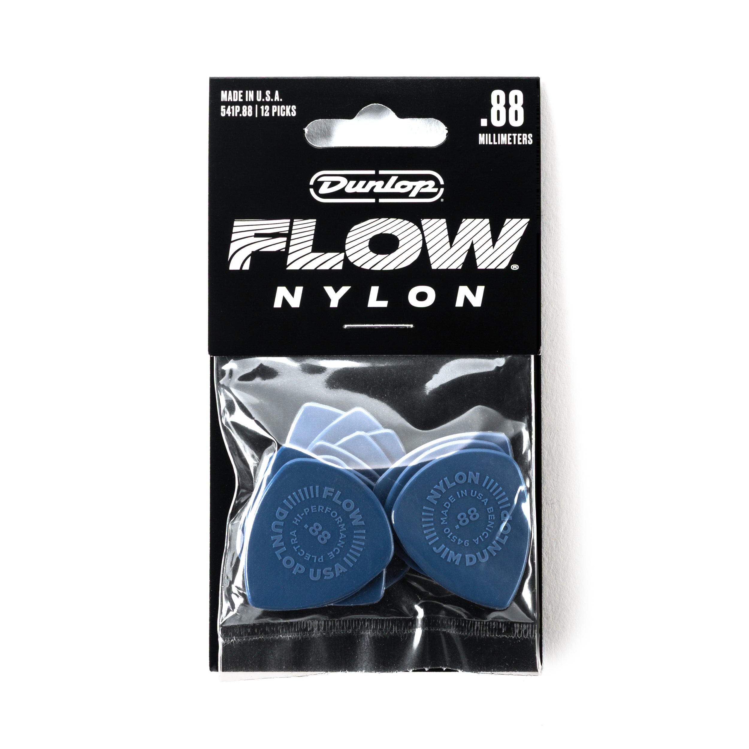 Jim Dunlop FLOW Nylon 0.88mm Guitar Plectrum, 12-Pack