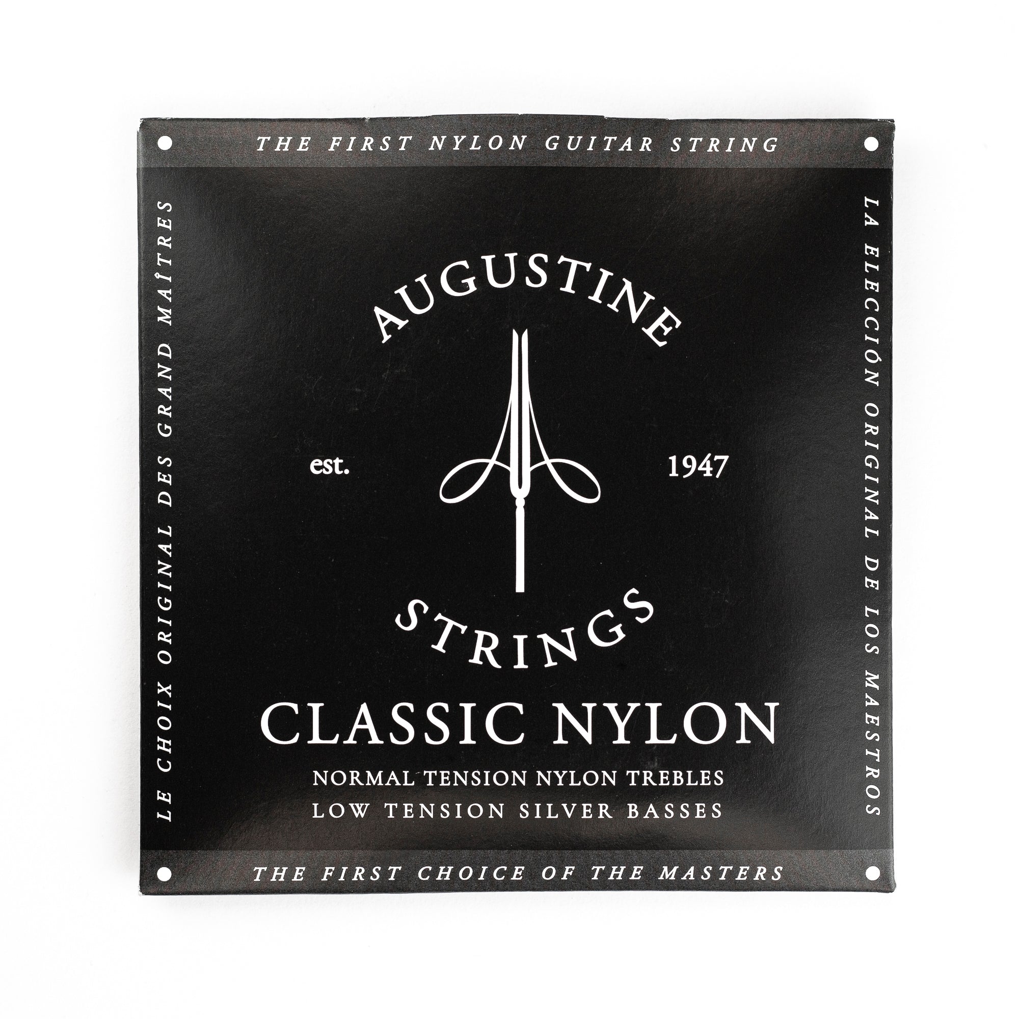 Augustine Classic/Black Classical Guitar Strings, Regular Trebles / Low Tension Basses