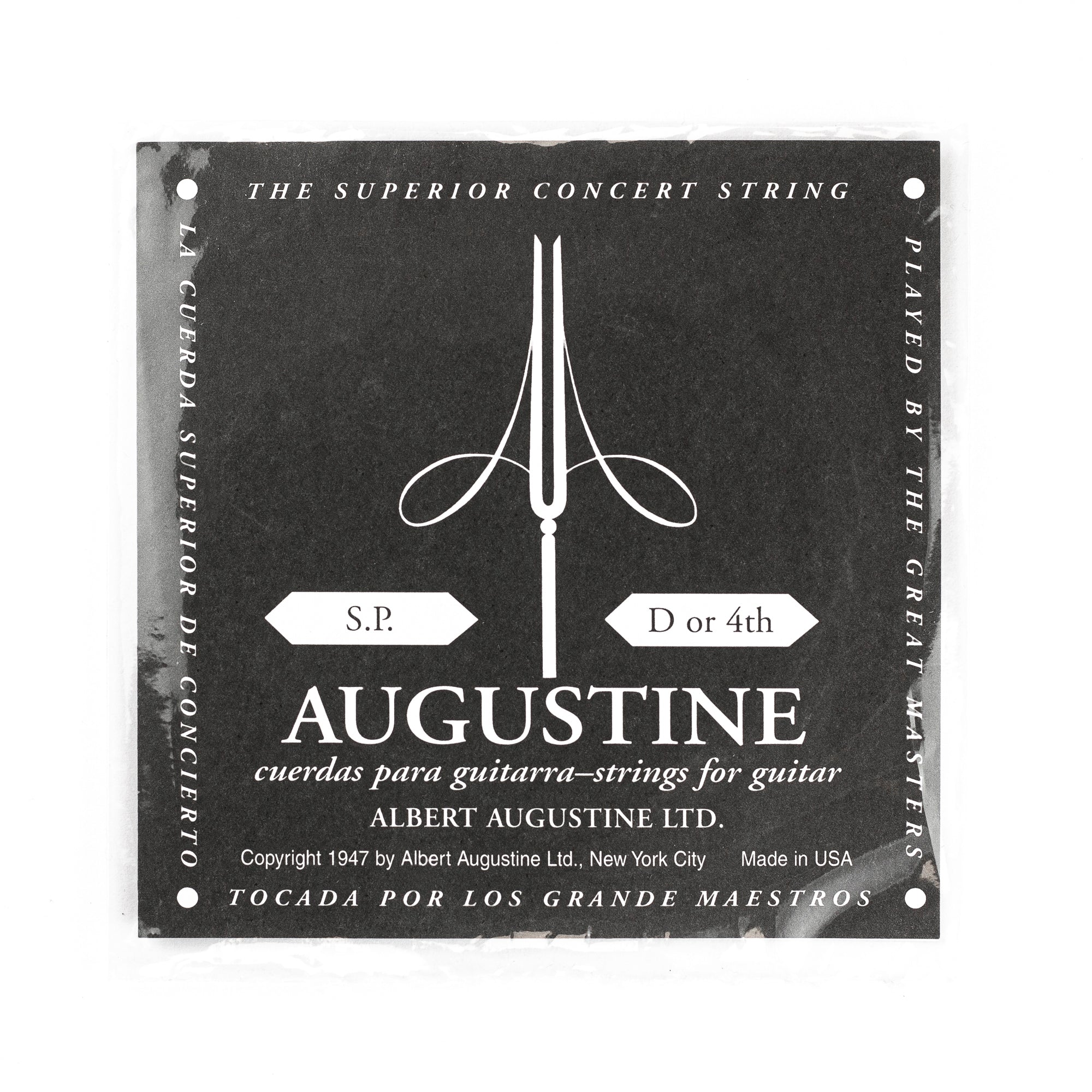 Augustine Classic/Black Silver-Wound D-4th (.0285) Classic Guitar Single String, Low Tension