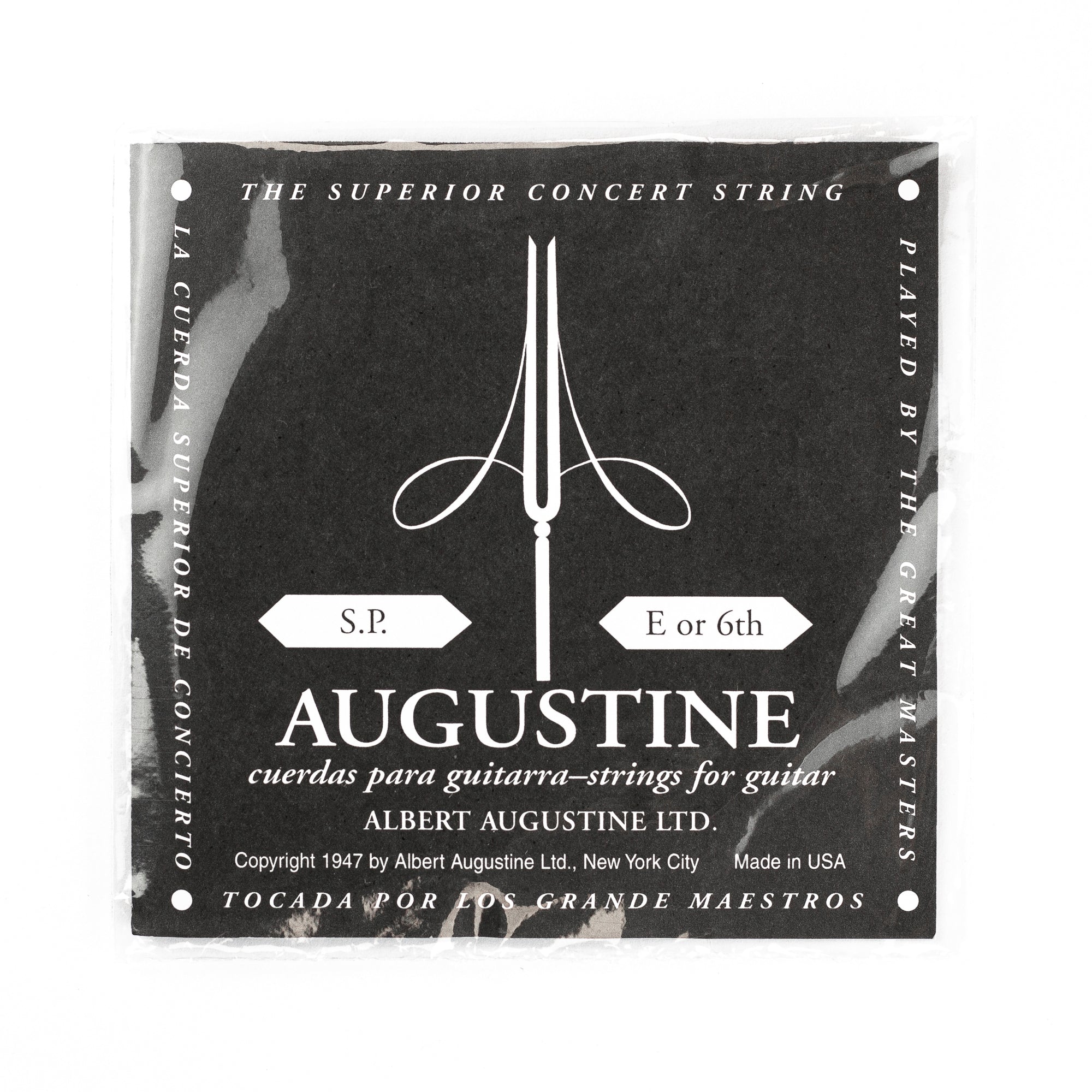 Augustine Classic/Black Silver-Wound E-6th (.0435) Classic Guitar Single String, Low Tension