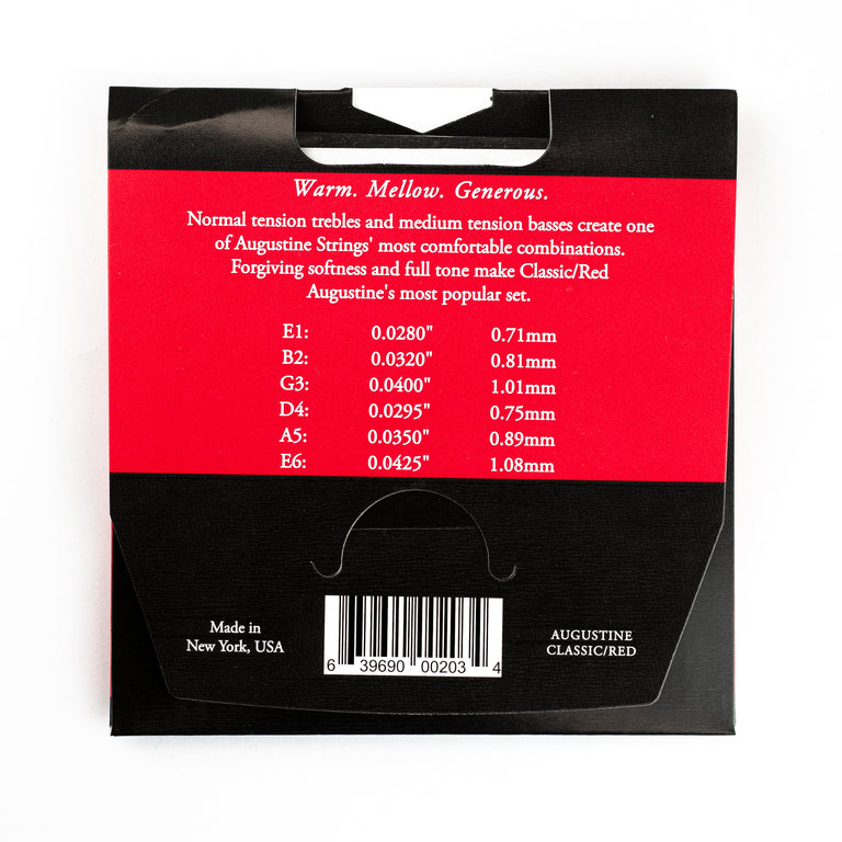 Augustine Classic/Red Classical Guitar Strings, Regular Trebles / Normal Tension Basses