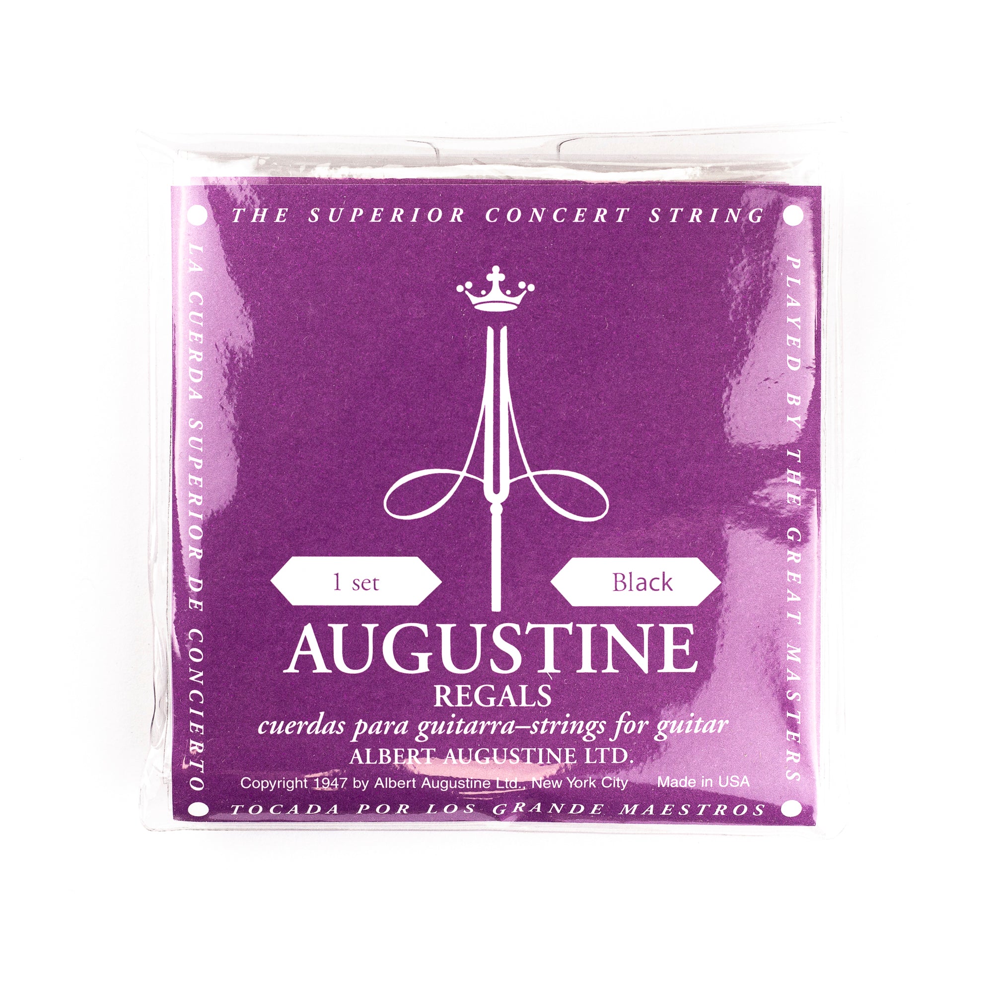 Augustine Regal/Black Classical Guitar Strings, Extra High Trebles / Low Tension Basses