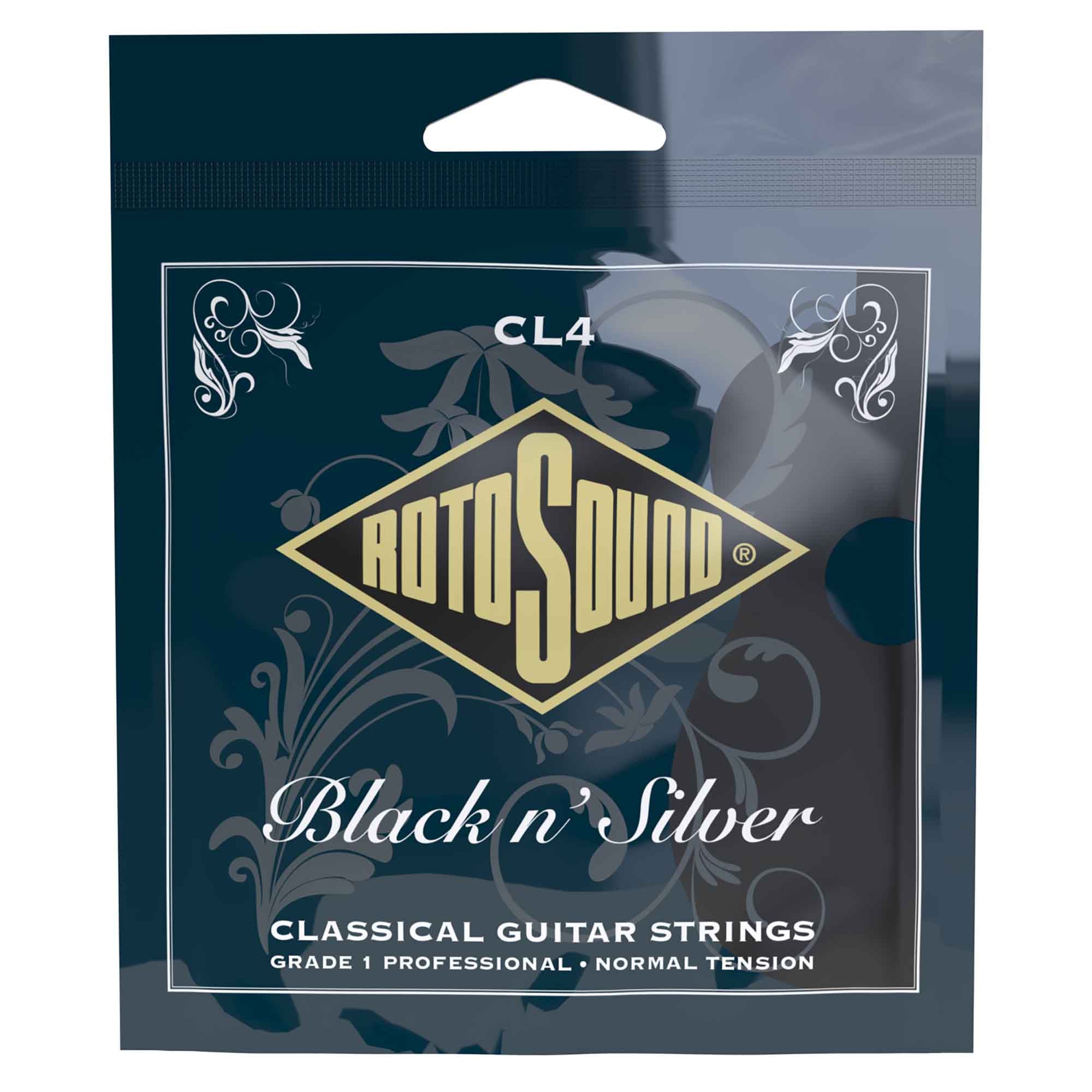Rotosound CL4 Black & Silver Classical Guitar Strings, Normal Tension