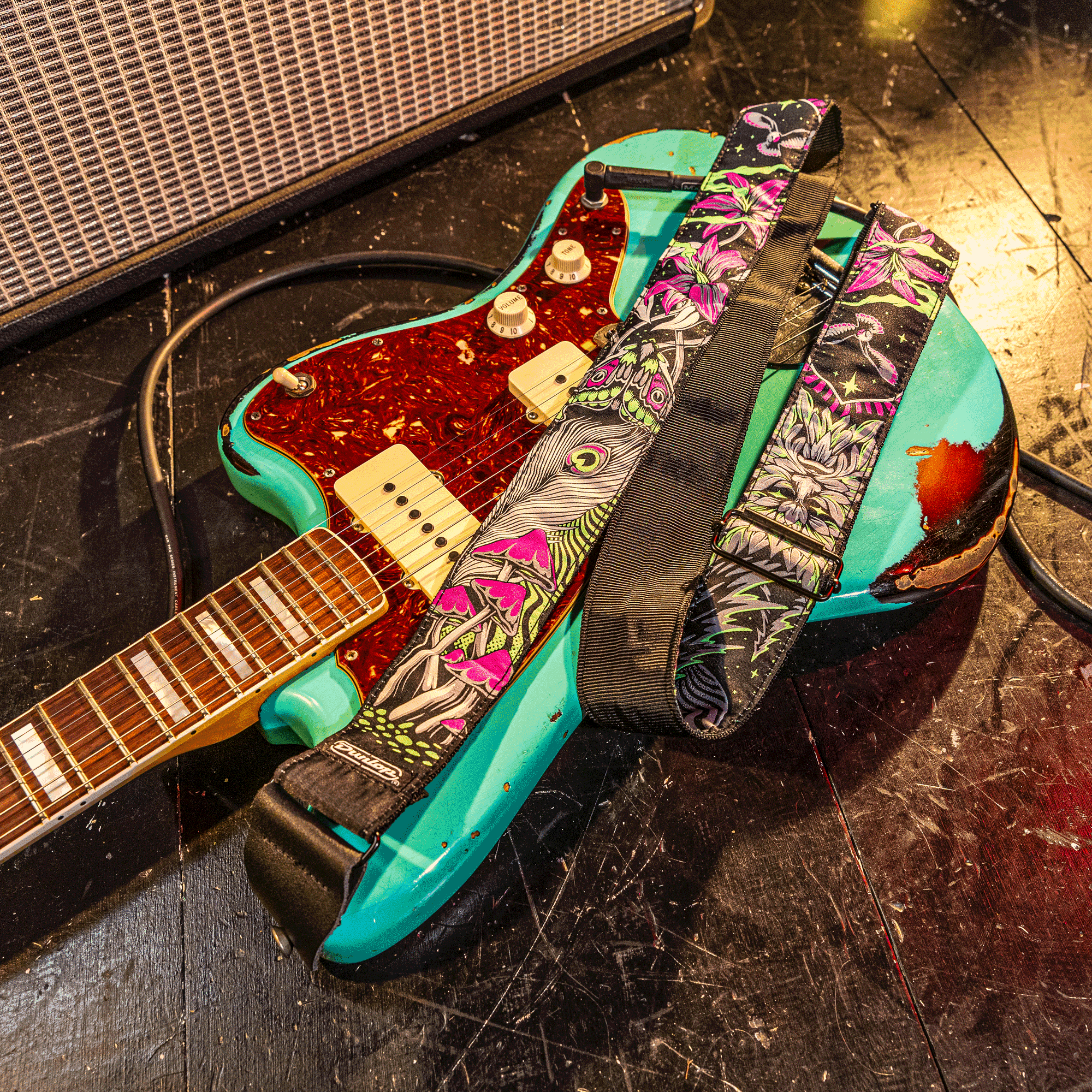Jim Dunlop Jacquard Night Trip Guitar Strap UV GLOW