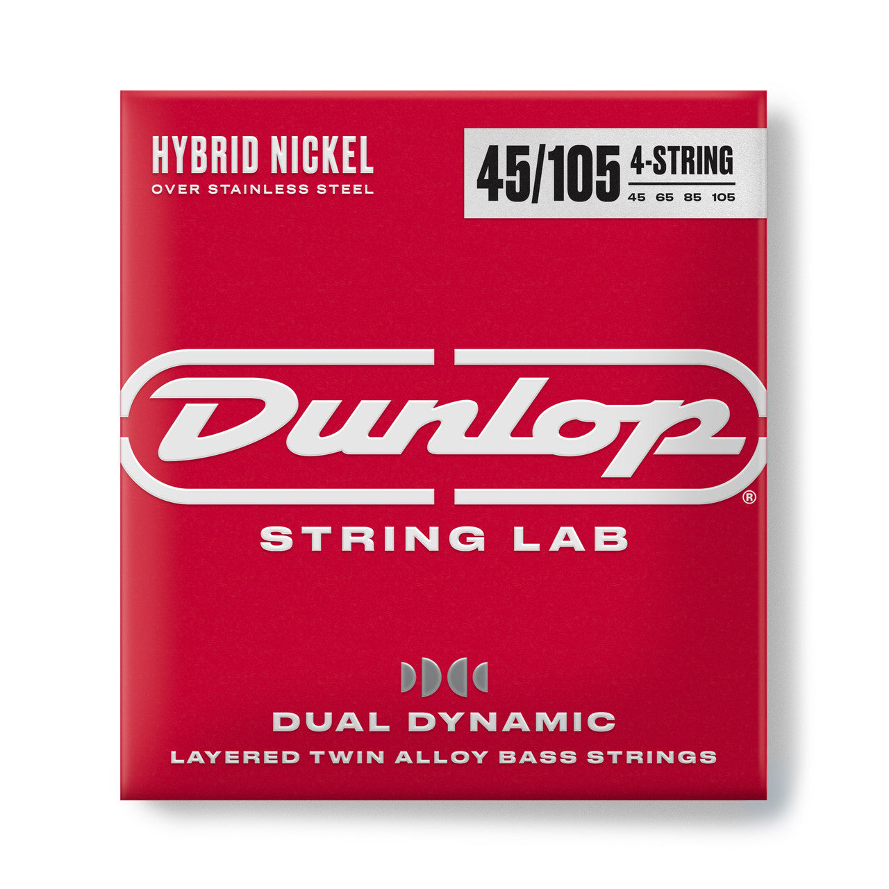 Jim Dunlop Dual Dynamic Hybrid Nickel-Steel 45-105 Bass Guitar Strings, Long Scale