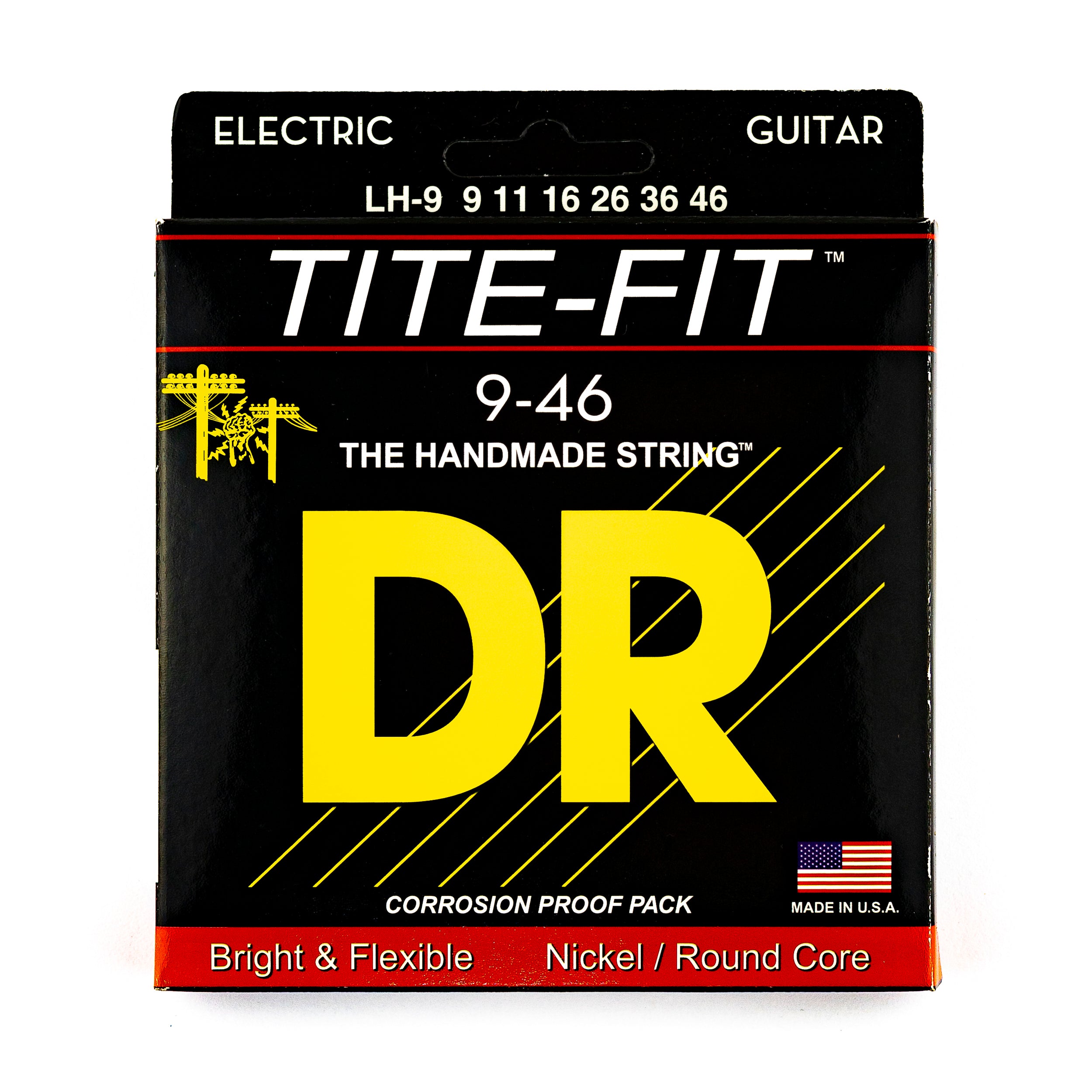 DR Strings TITE-FIT Nickel Wound 9-46 Electric Guitar Strings, Custom Light