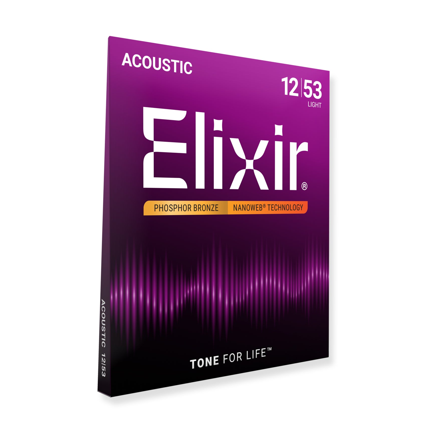 Elixir Nanoweb Phosphor Bronze 12-53 Acoustic Guitar Strings, 12-Pack