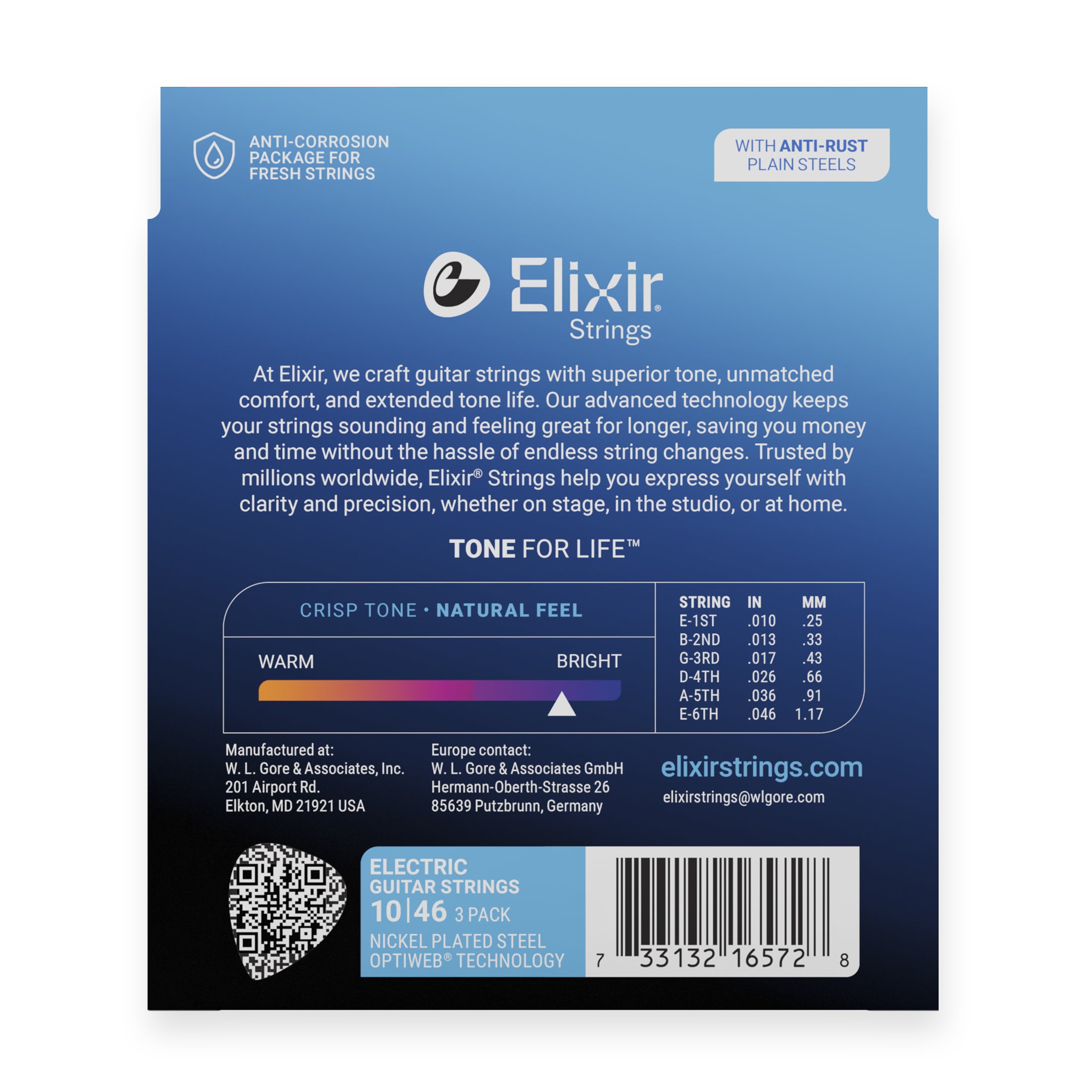 Elixir Optiweb Nickel Wound 10-46 Electric Guitar Strings, 3-Pack