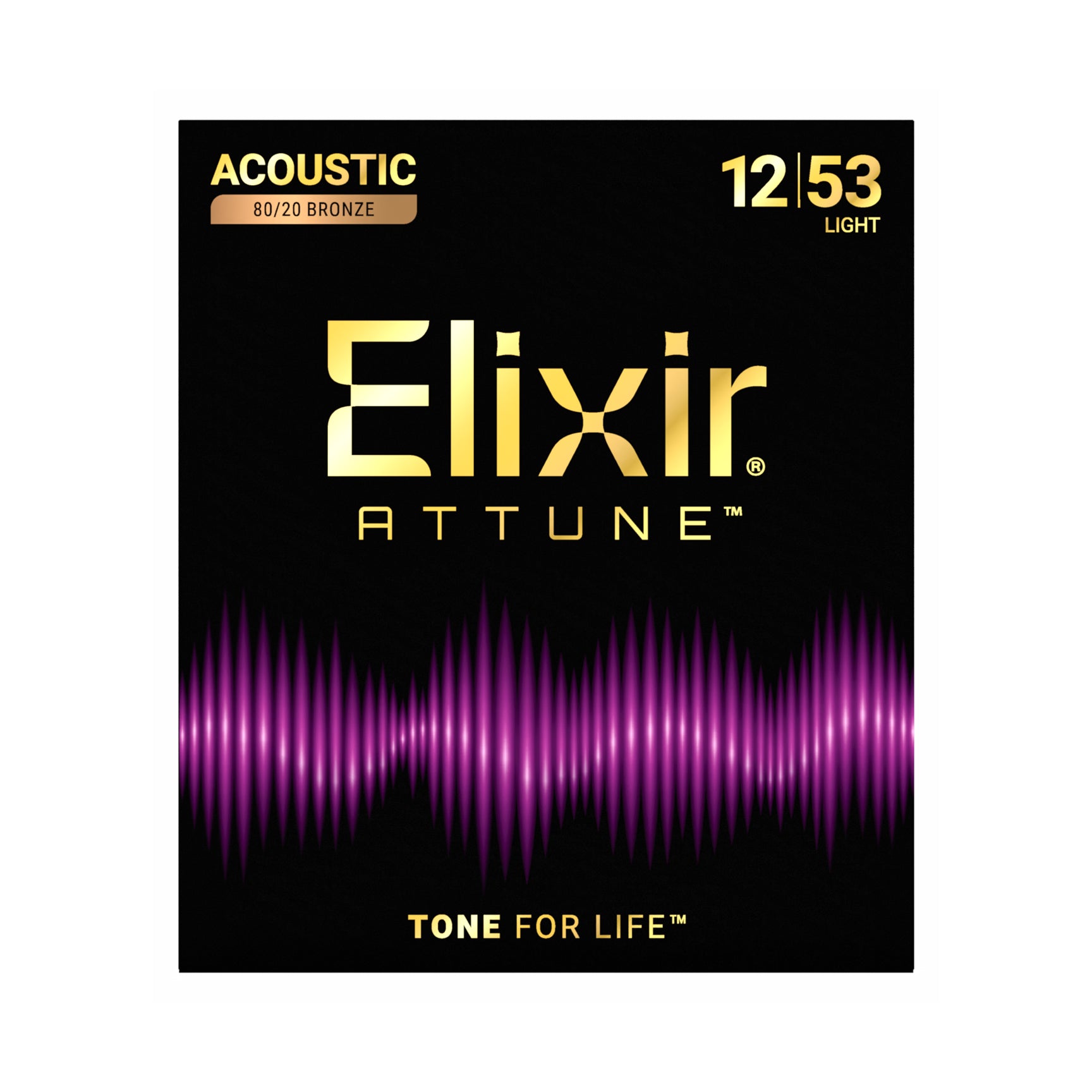 Elixir ATTUNE 80/20 Bronze 12-53 Acoustic Guitar Strings, Light