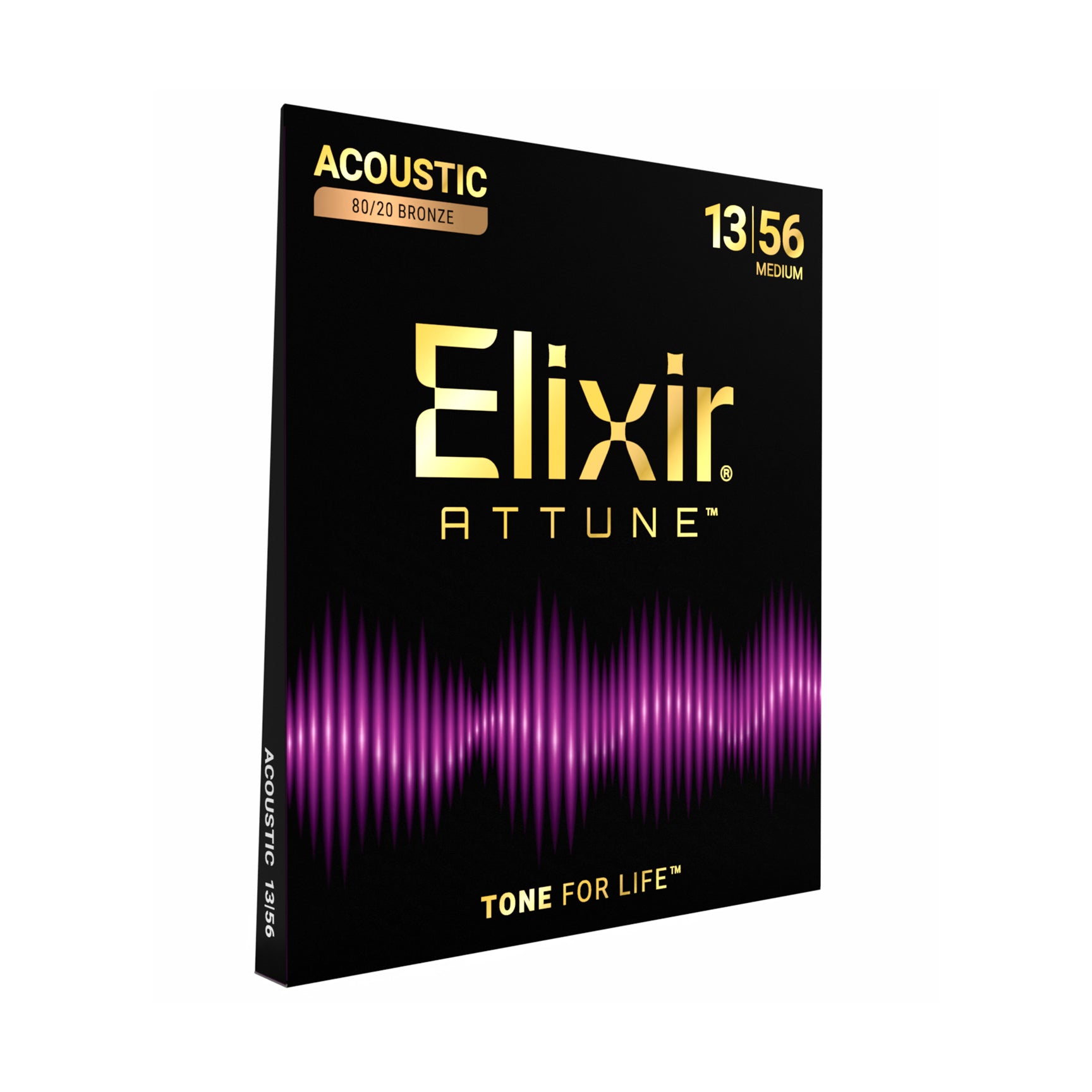 Elixir ATTUNE 80/20 Bronze 13-56 Acoustic Guitar Strings, Medium