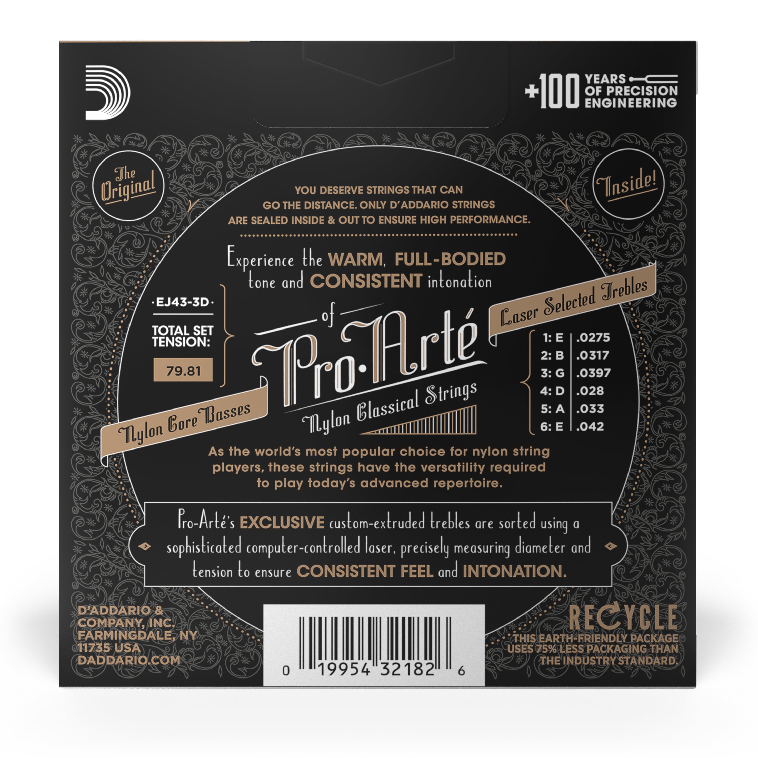 D'Addario Pro-Arté EJ43 Low Tension Classical Guitar Strings, 3-Pack