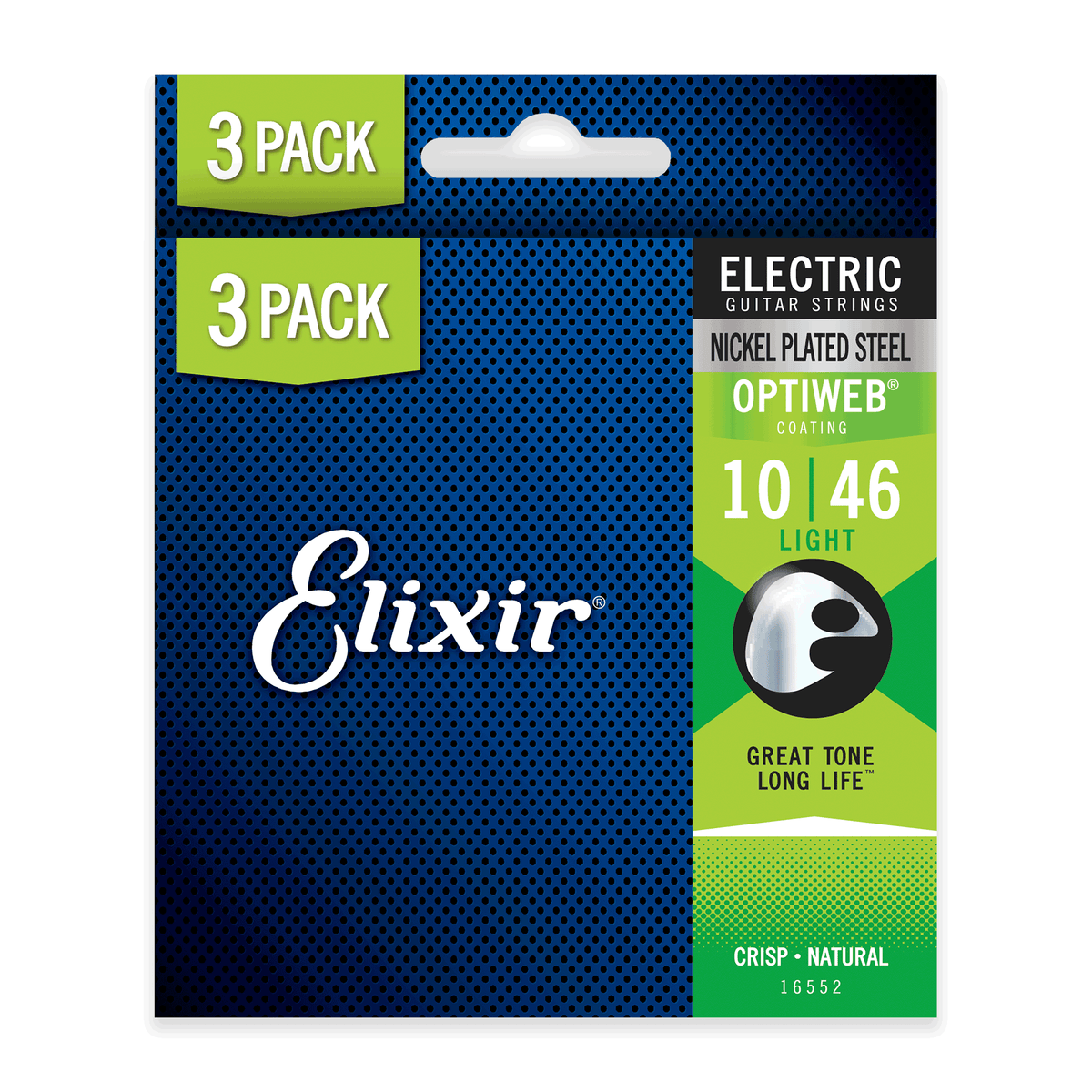 Elixir Optiweb Nickel Wound 1046 Electric Guitar Strings, 3Pack [165
