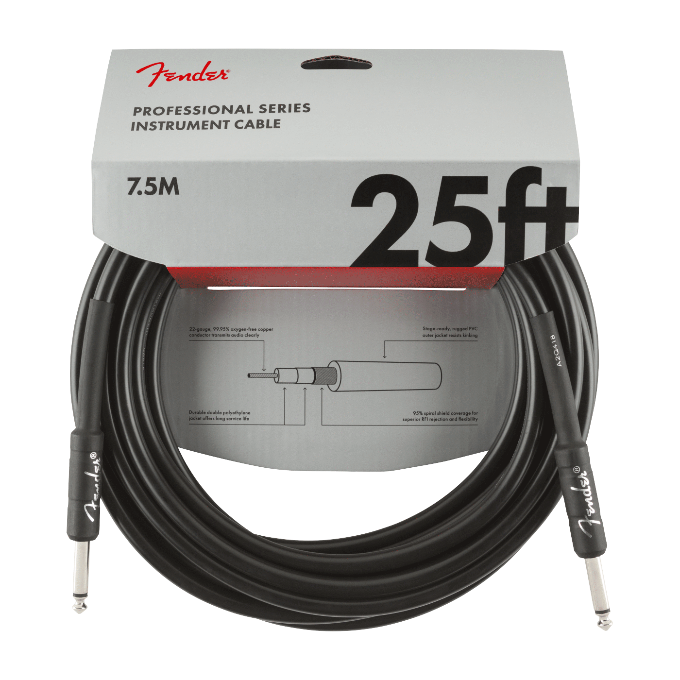 Fender Professional Series Instrument Cable, 25', Black