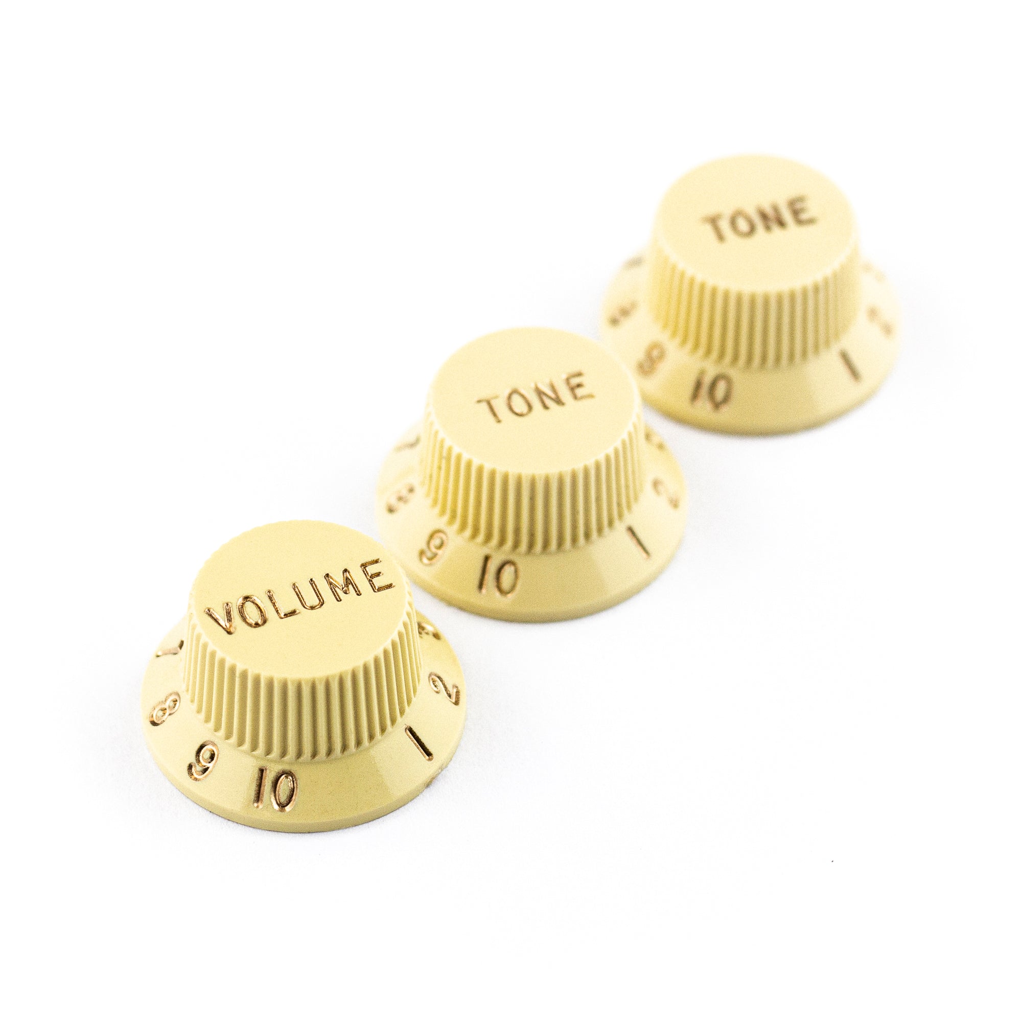 Fender Stratocaster Control Knobs Set, Volume & 2x Tone, Aged White