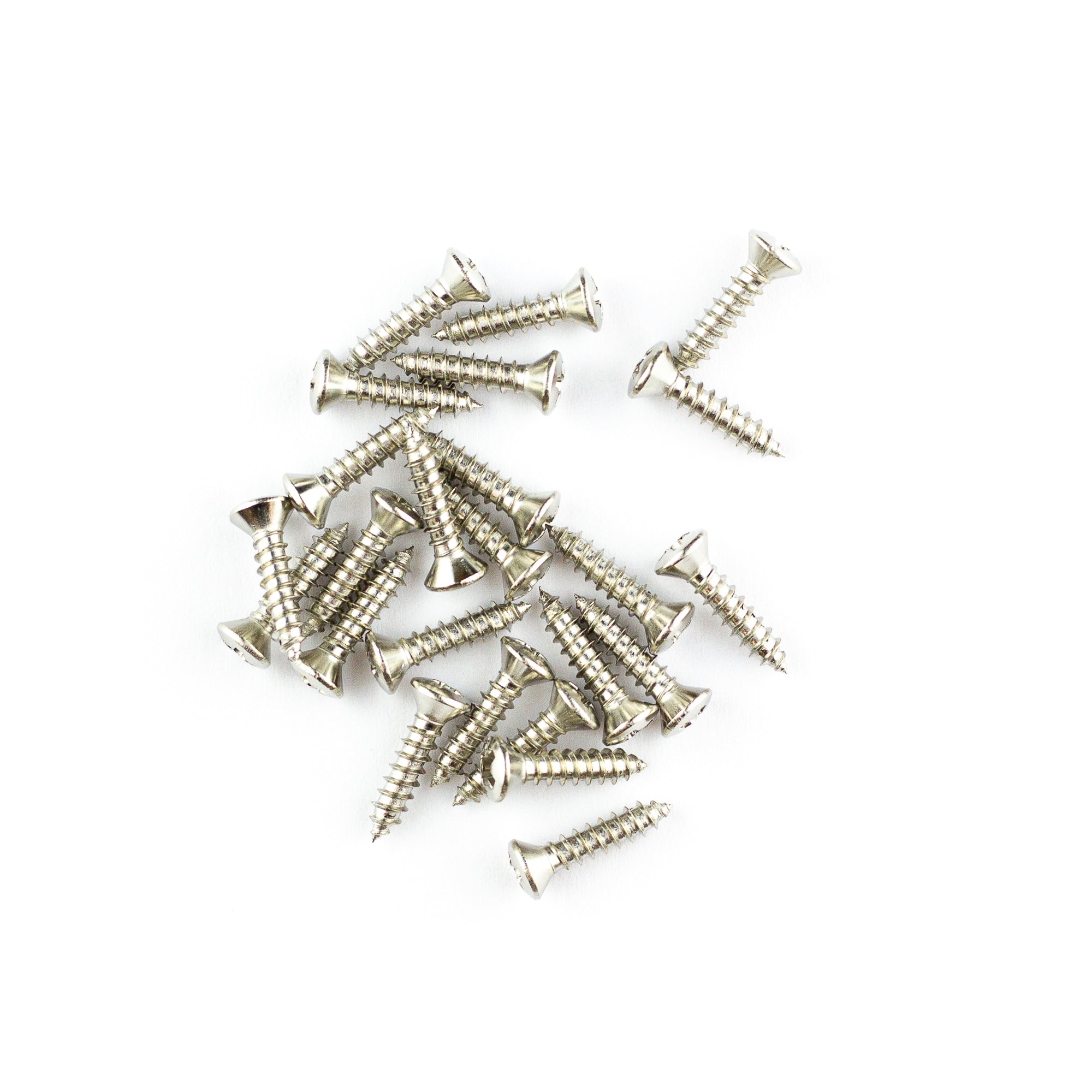 Fender Pickguard, Backplate, and Control Plate Mounting Screws, Chrome