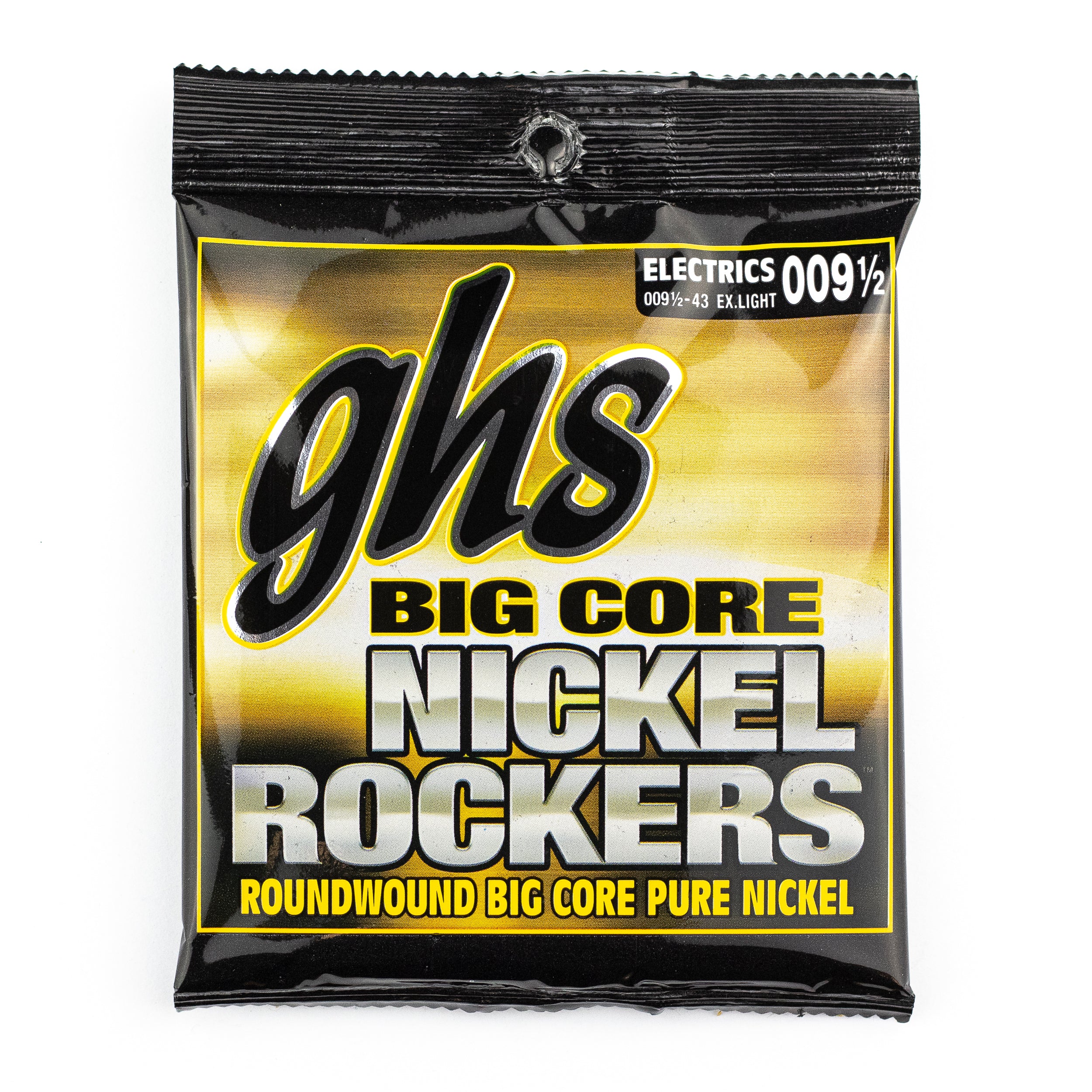 GHS Big Core Nickel Rockers Pure Nickel 9.5-43 Electric Guitar Strings, Extra Light